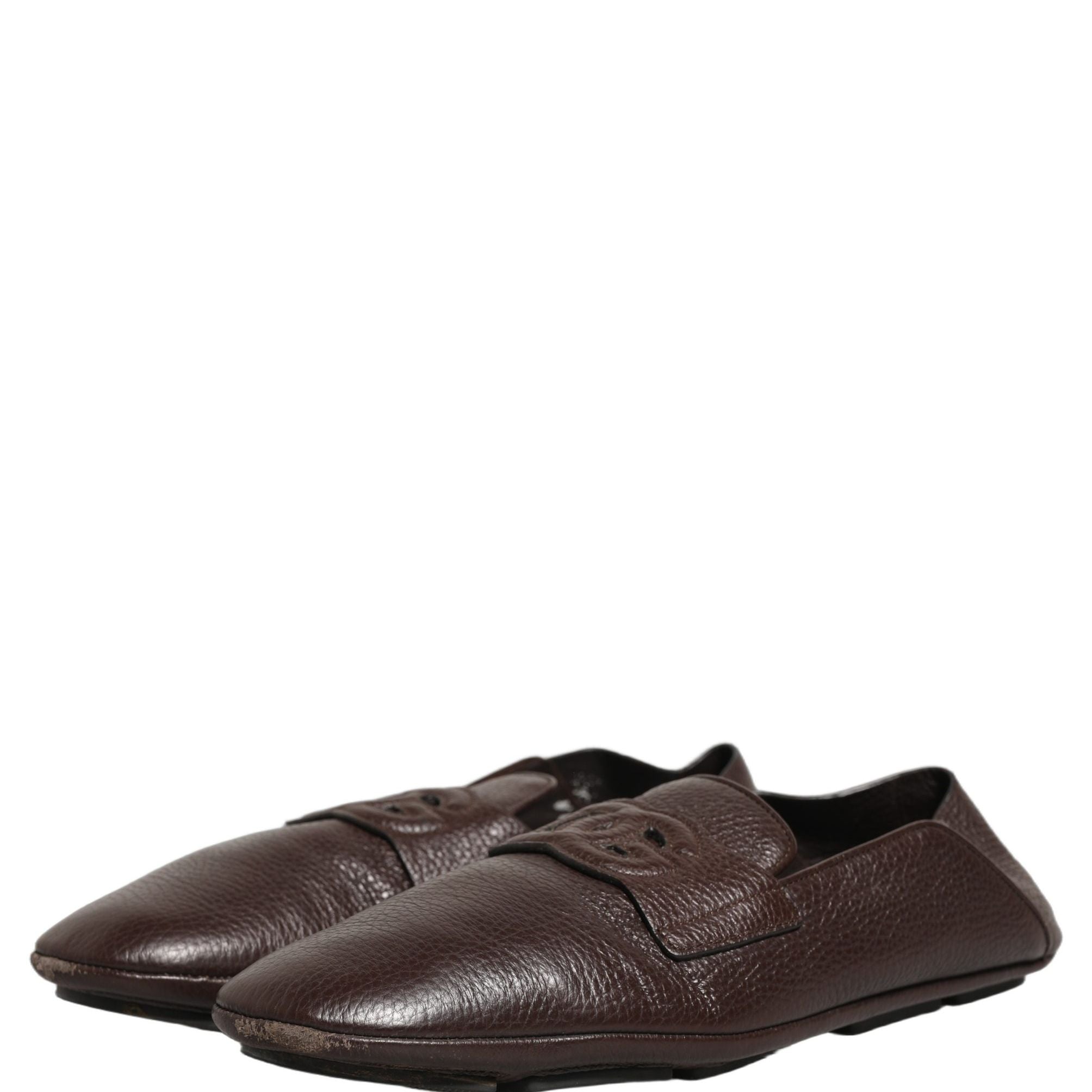 Dolce & Gabbana Brown Deerskin Leather Driver Loafers Shoes