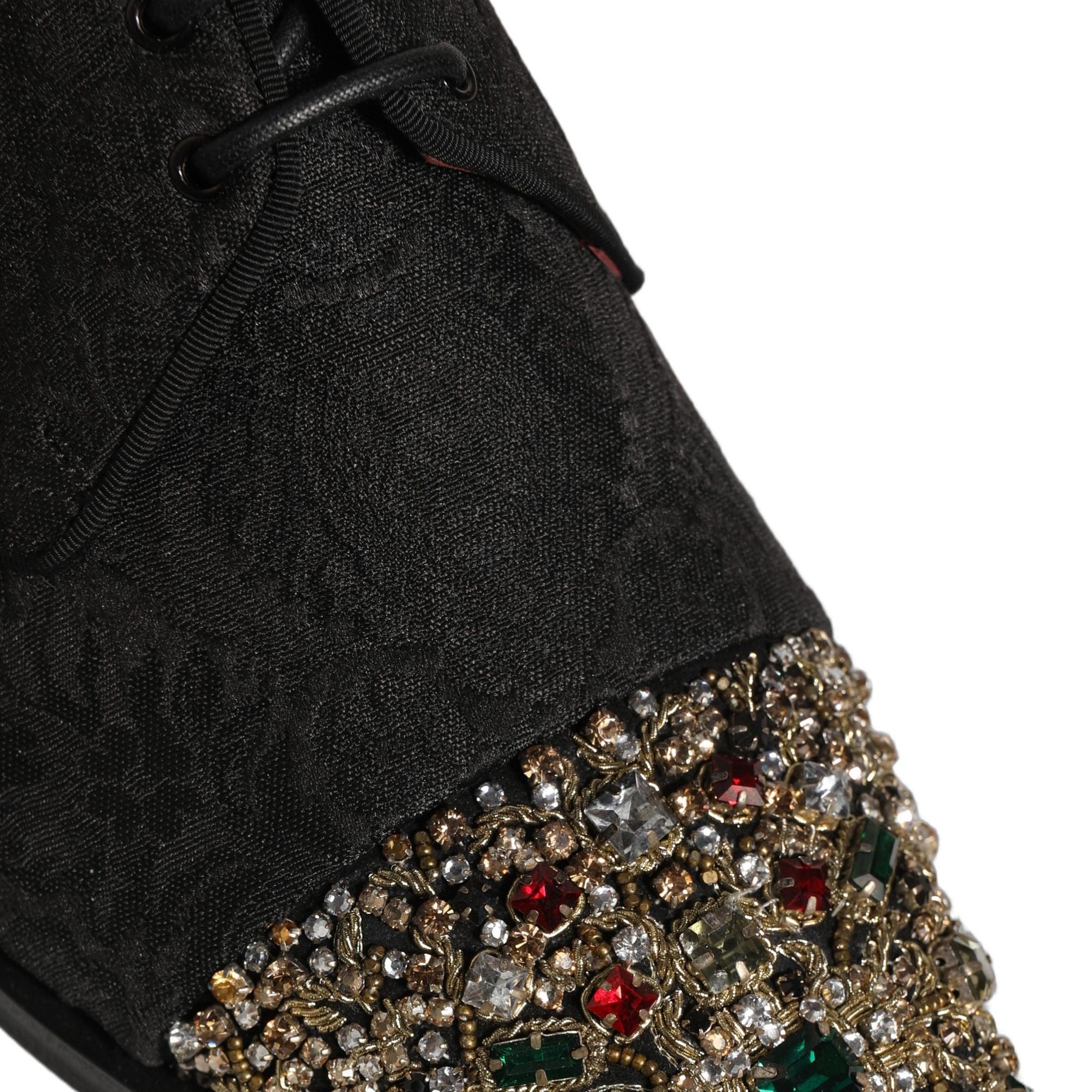 Dolce & Gabbana Black Embellished Men Derby Dress Formal Shoes