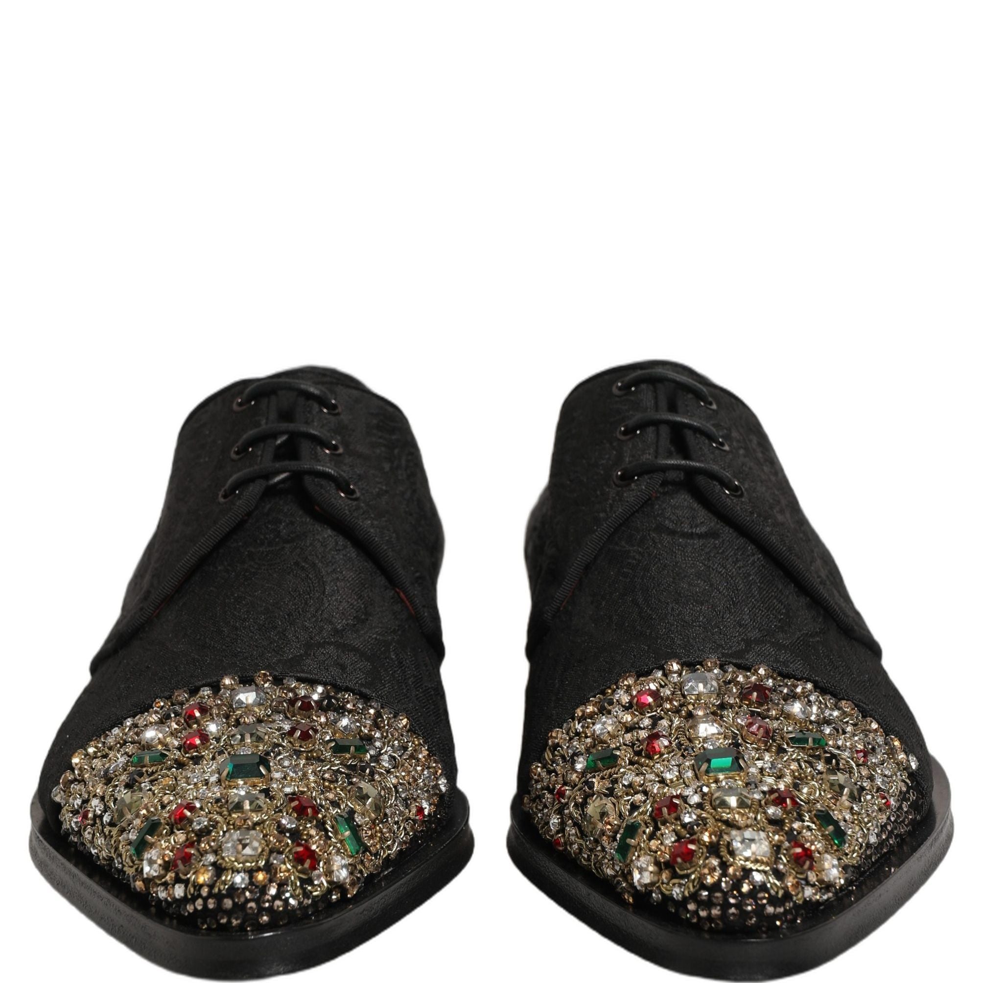 Dolce & Gabbana Black Embellished Men Derby Dress Formal Shoes