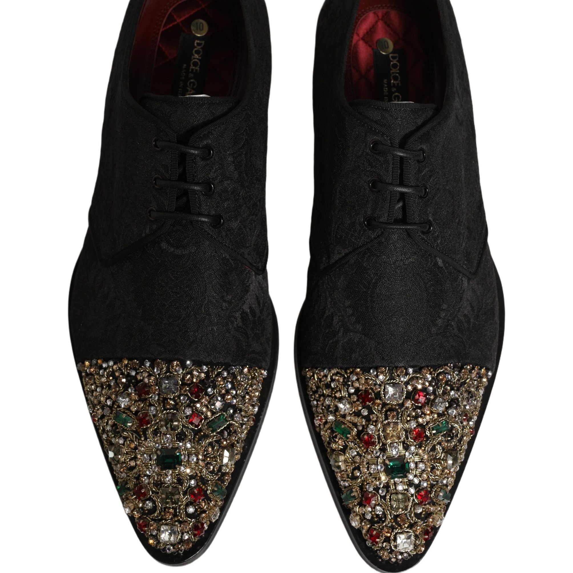 Dolce & Gabbana Black Embellished Men Derby Dress Formal Shoes
