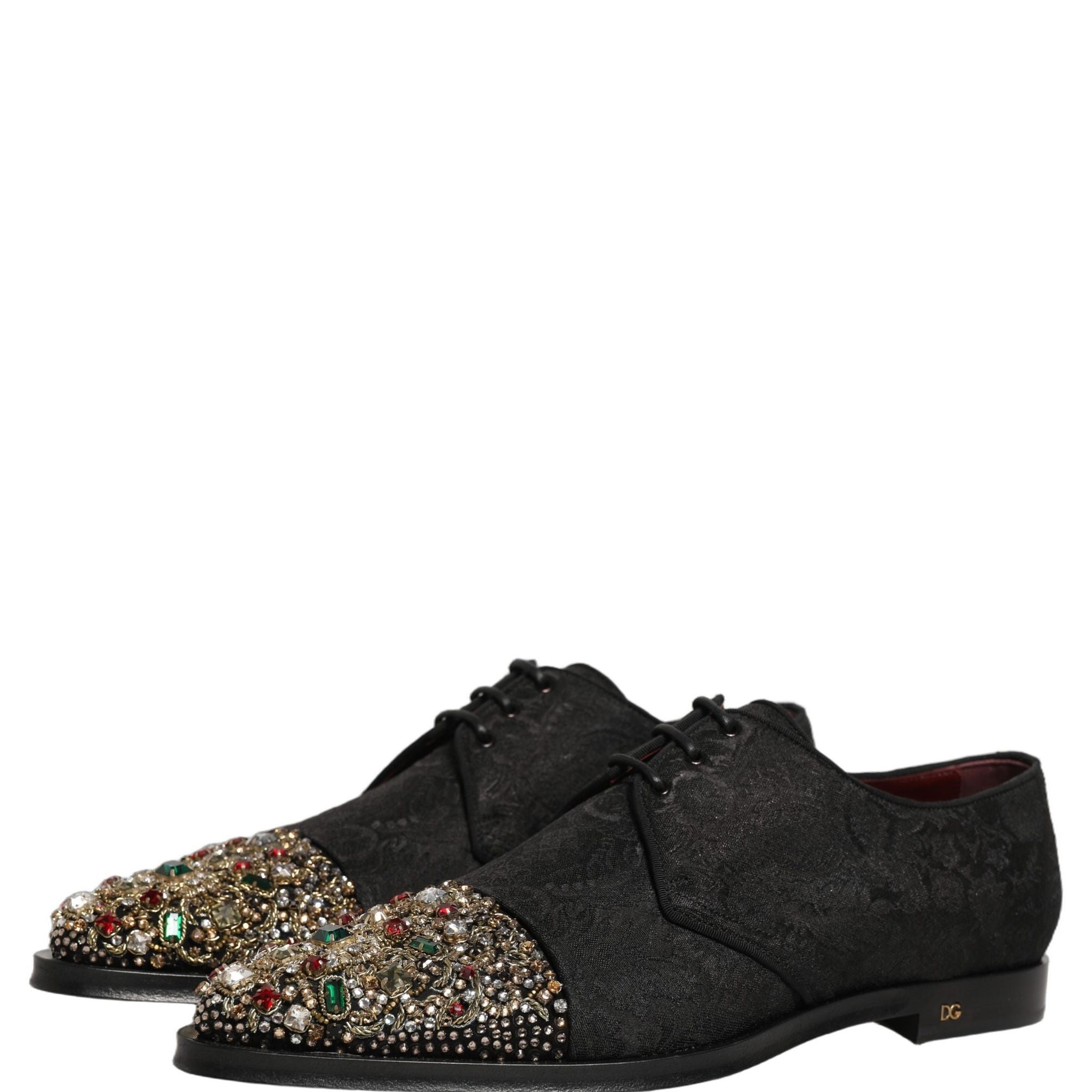 Dolce & Gabbana Black Embellished Men Derby Dress Formal Shoes