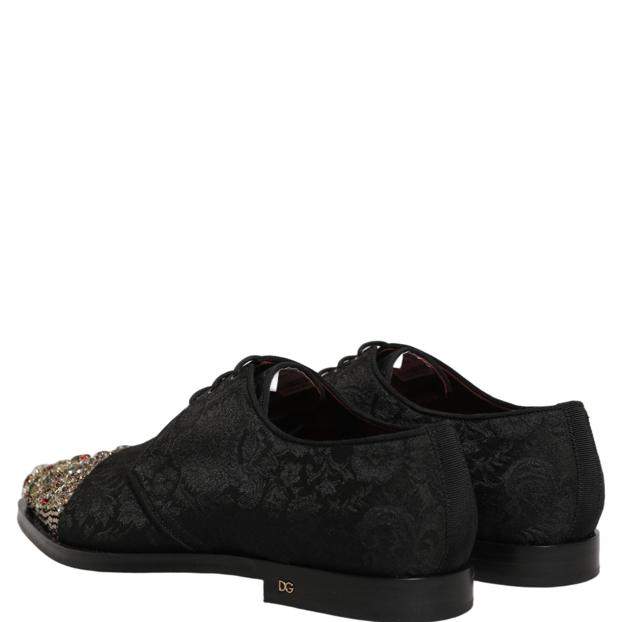 Dolce & Gabbana Black Embellished Men Derby Dress Formal Shoes