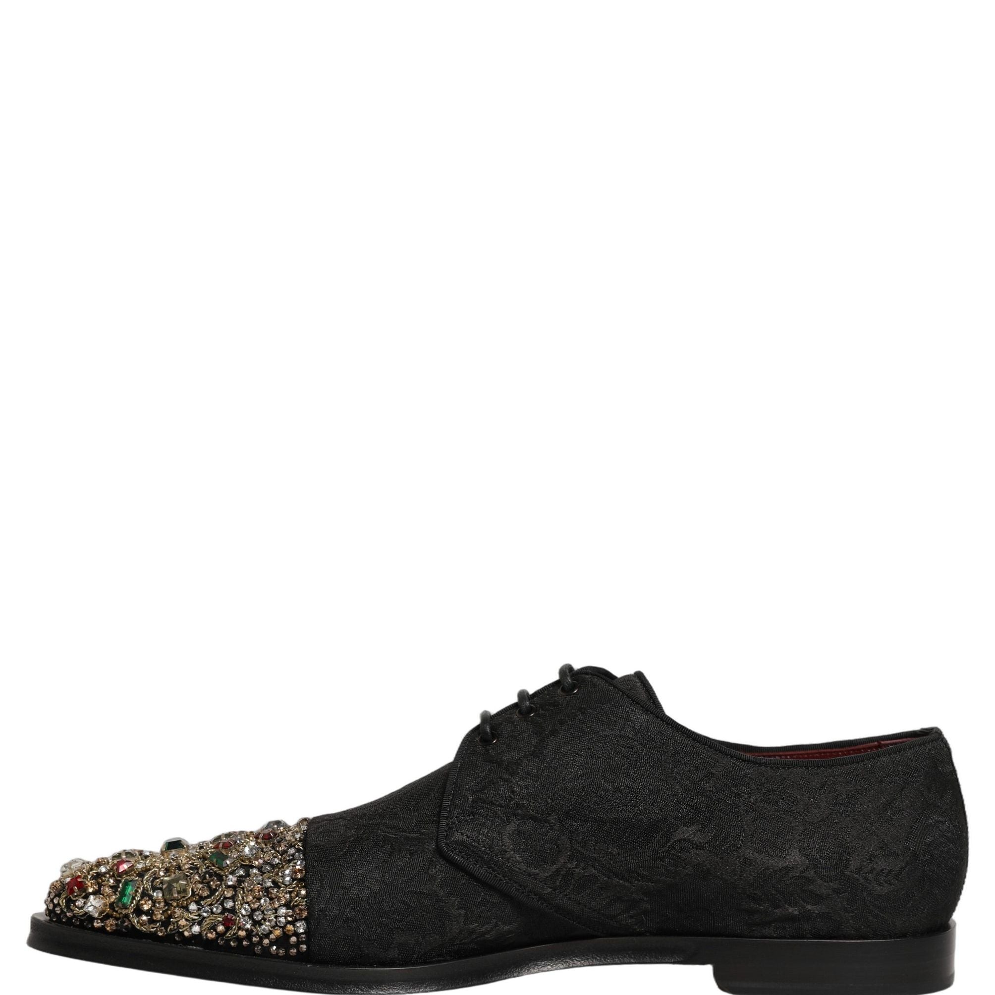 Dolce & Gabbana Black Embellished Men Derby Dress Formal Shoes