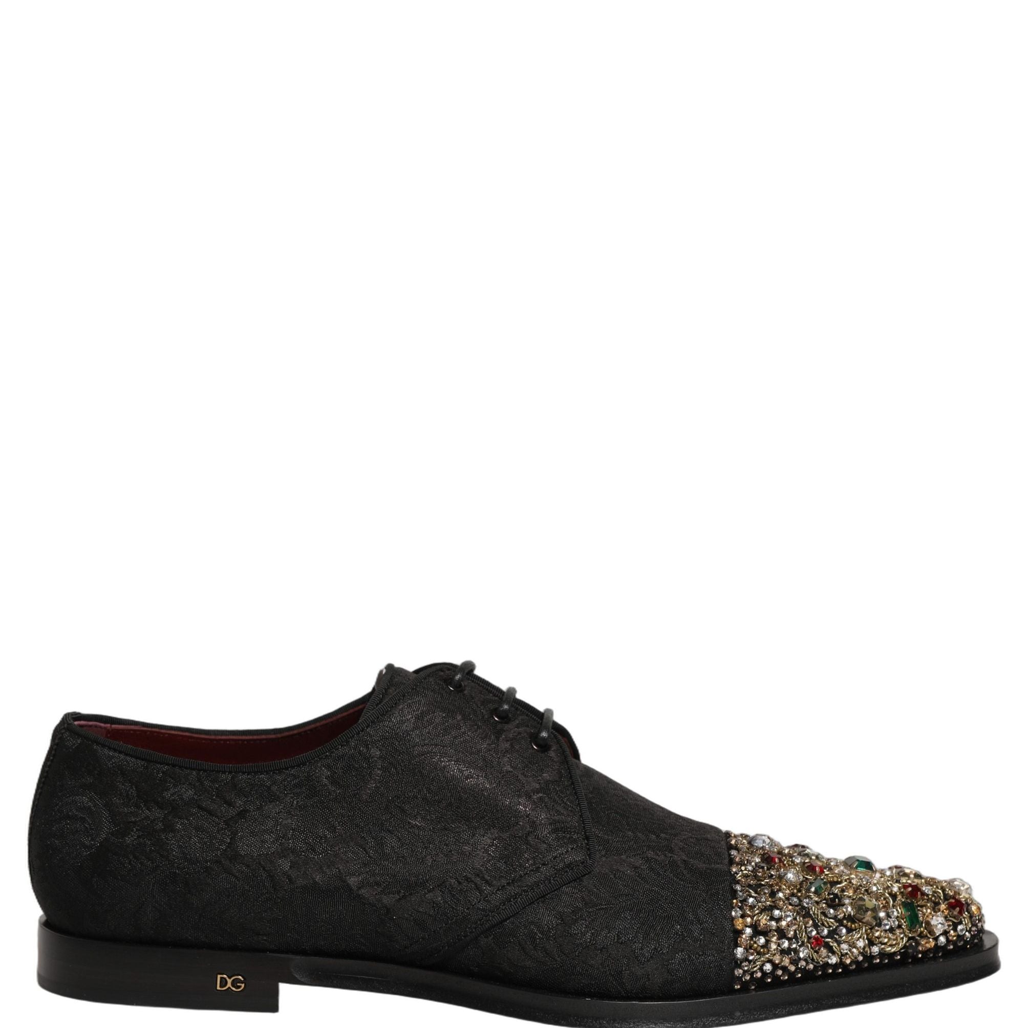 Dolce & Gabbana Black Embellished Men Derby Dress Formal Shoes