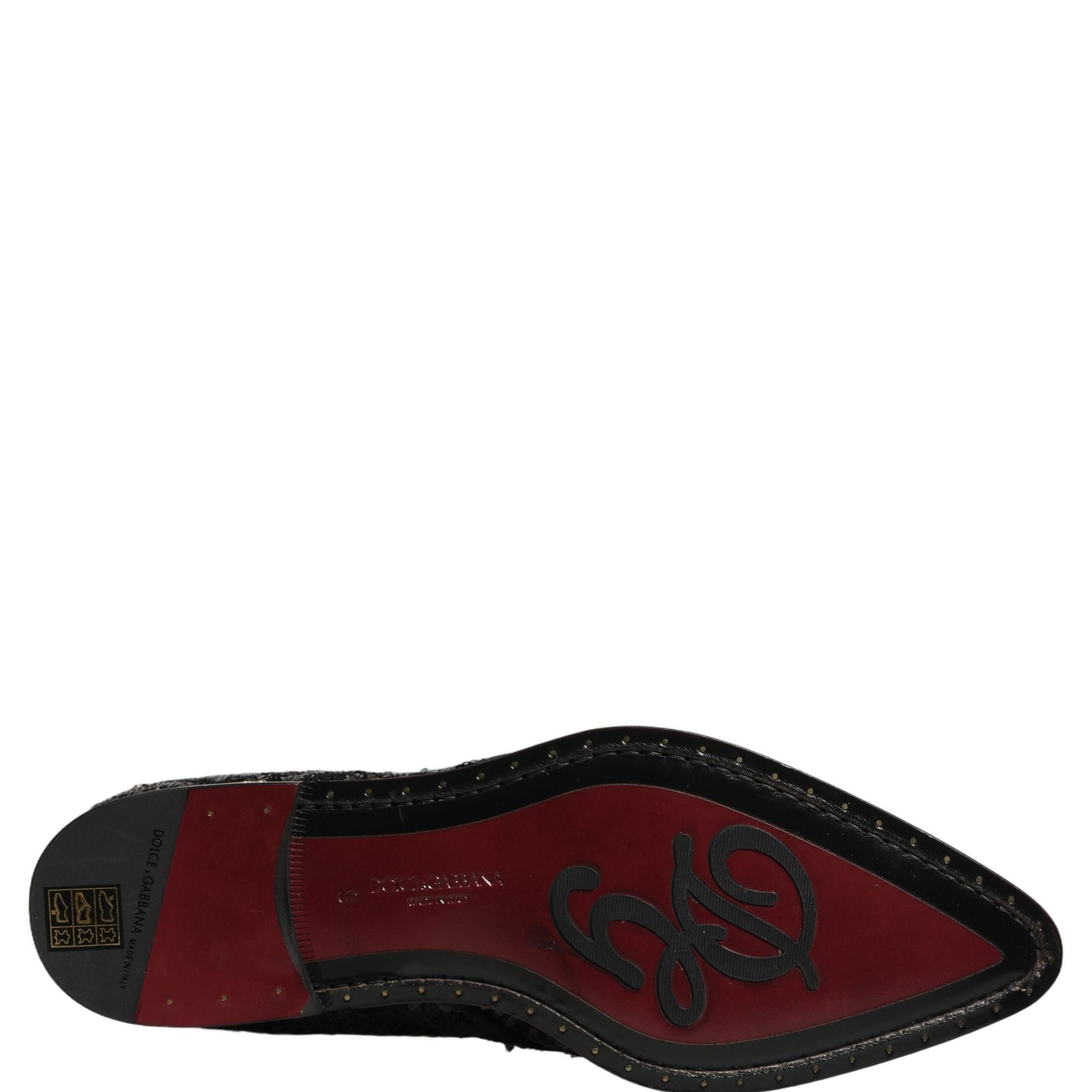 Dolce & Gabbana Black Sequin Embellished Men Derby Dress Shoes