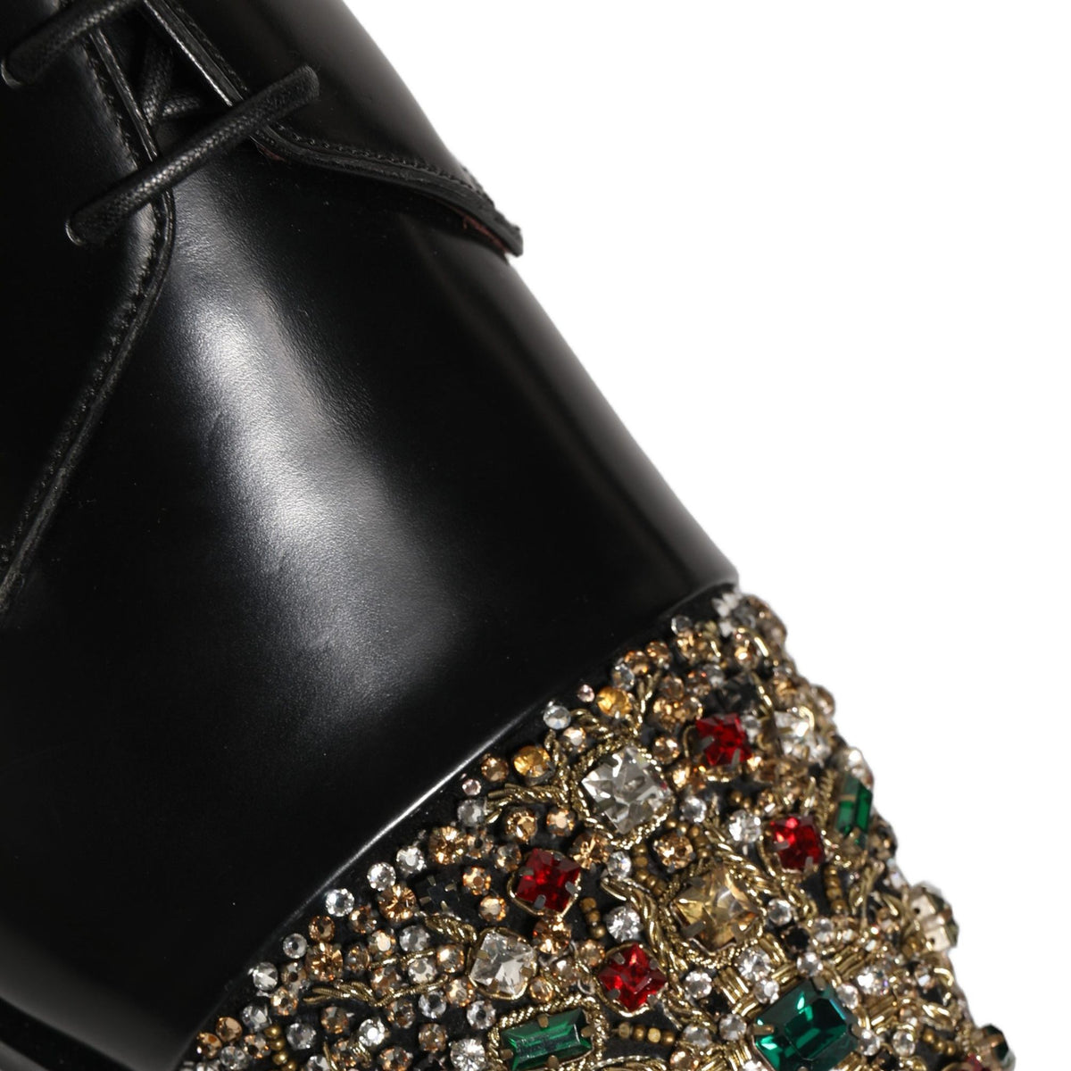 Dolce & Gabbana Black Embellished Derby Dress Formal Shoes