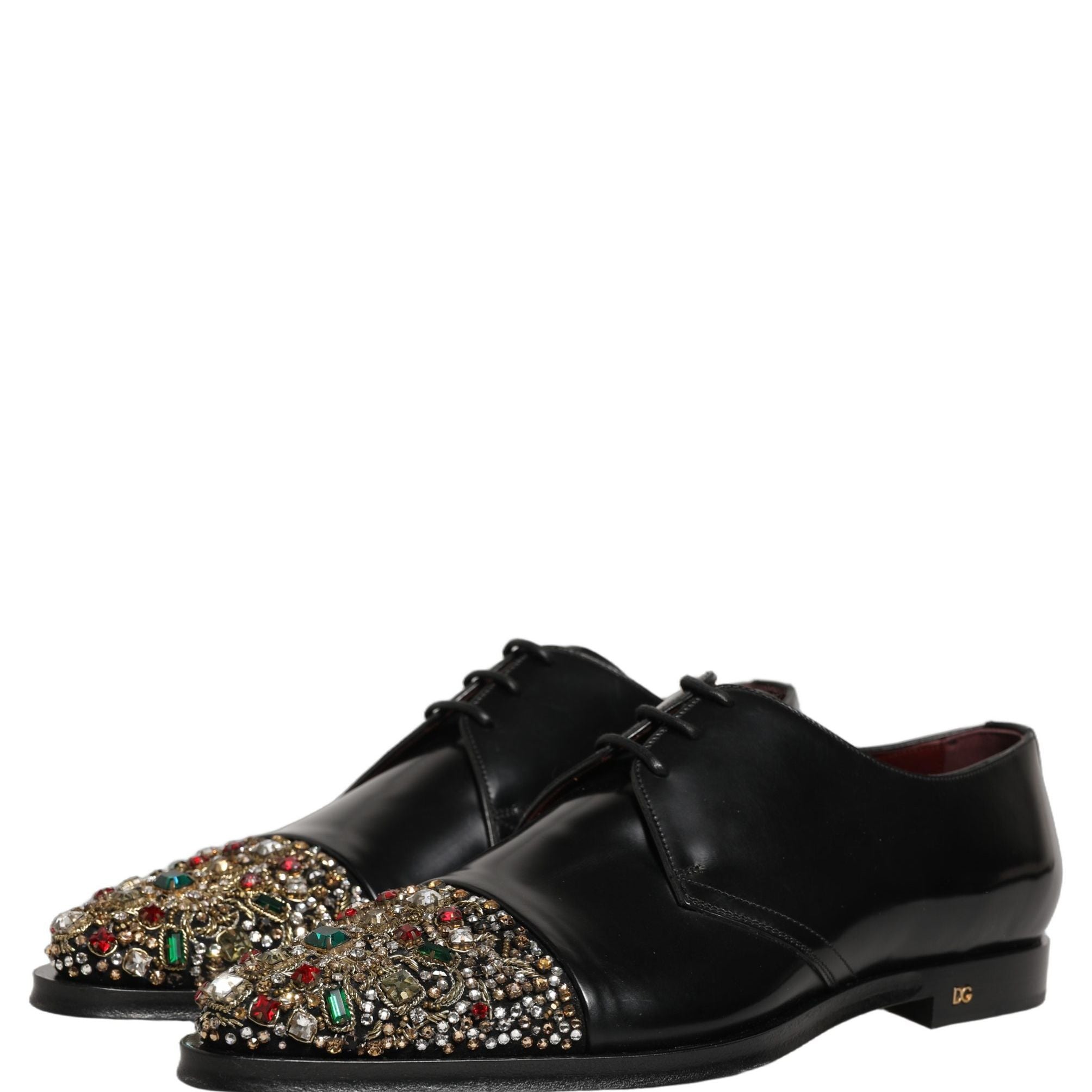 Dolce & Gabbana Black Embellished Derby Dress Formal Shoes