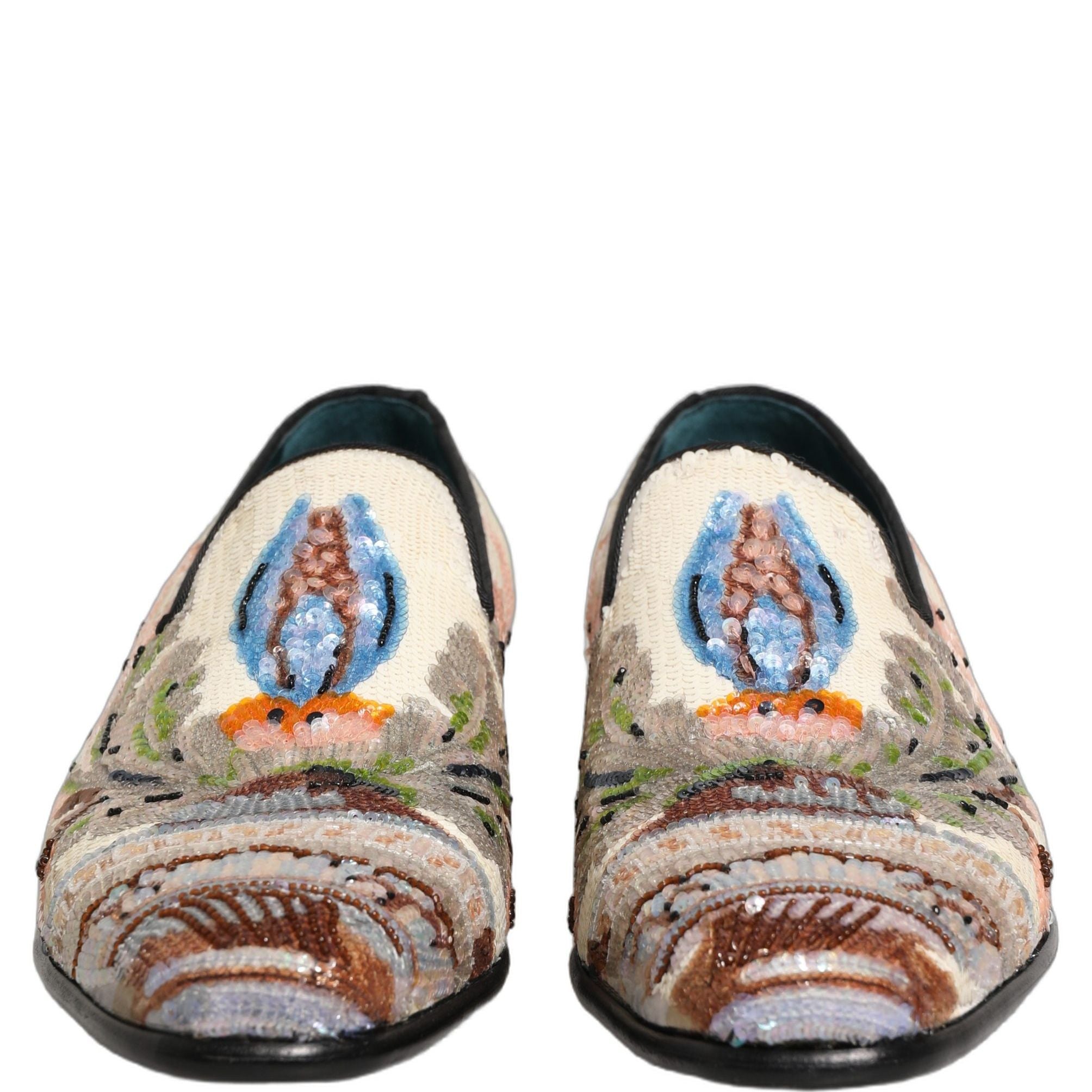 Dolce & Gabbana Multicolor Sequin Embroidered Loafers Shoes