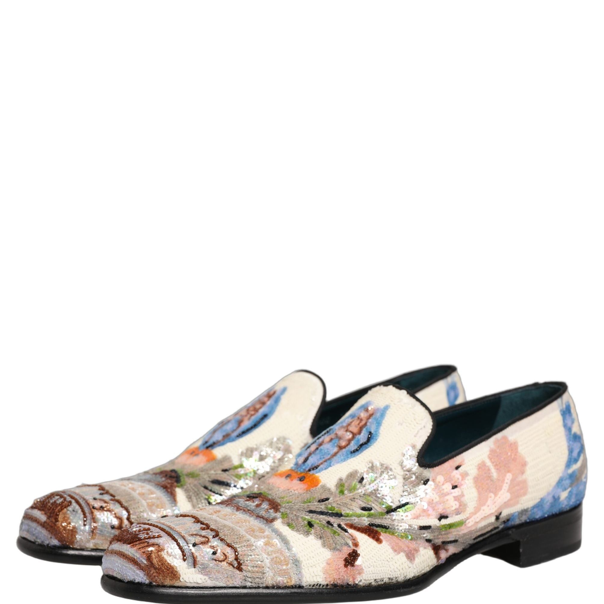 Dolce & Gabbana Multicolor Sequin Embroidered Loafers Shoes