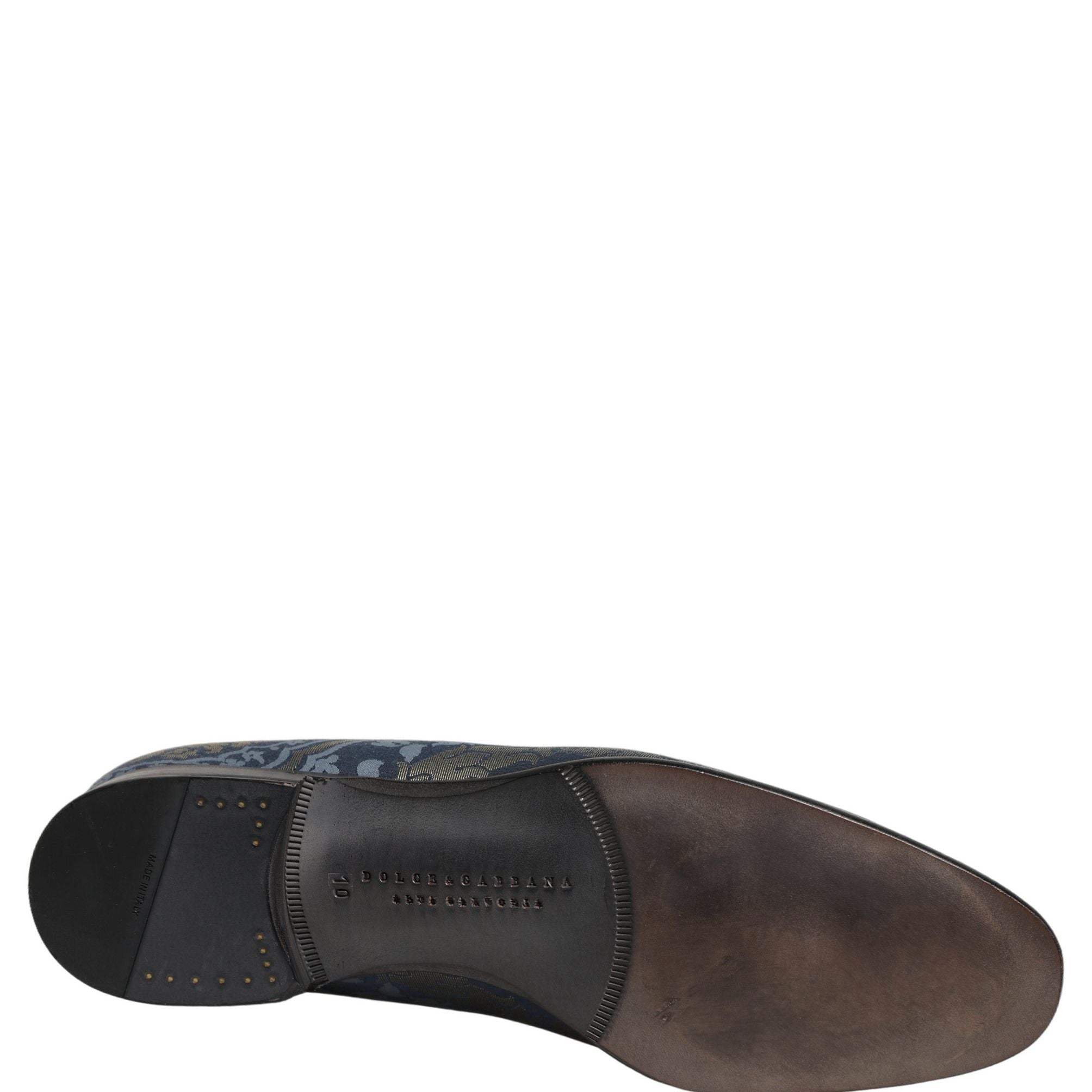 Dolce & Gabbana Blue Floral Brocade Slip On Loafers Shoes