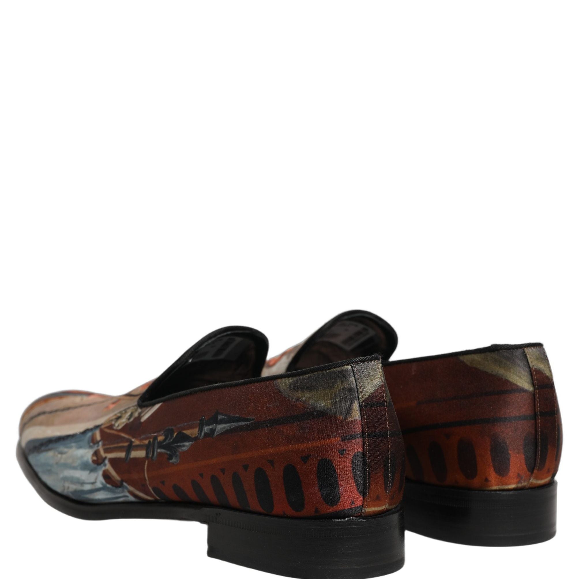 Dolce & Gabbana Multicolor Lion Print Slip On Loafers Shoes