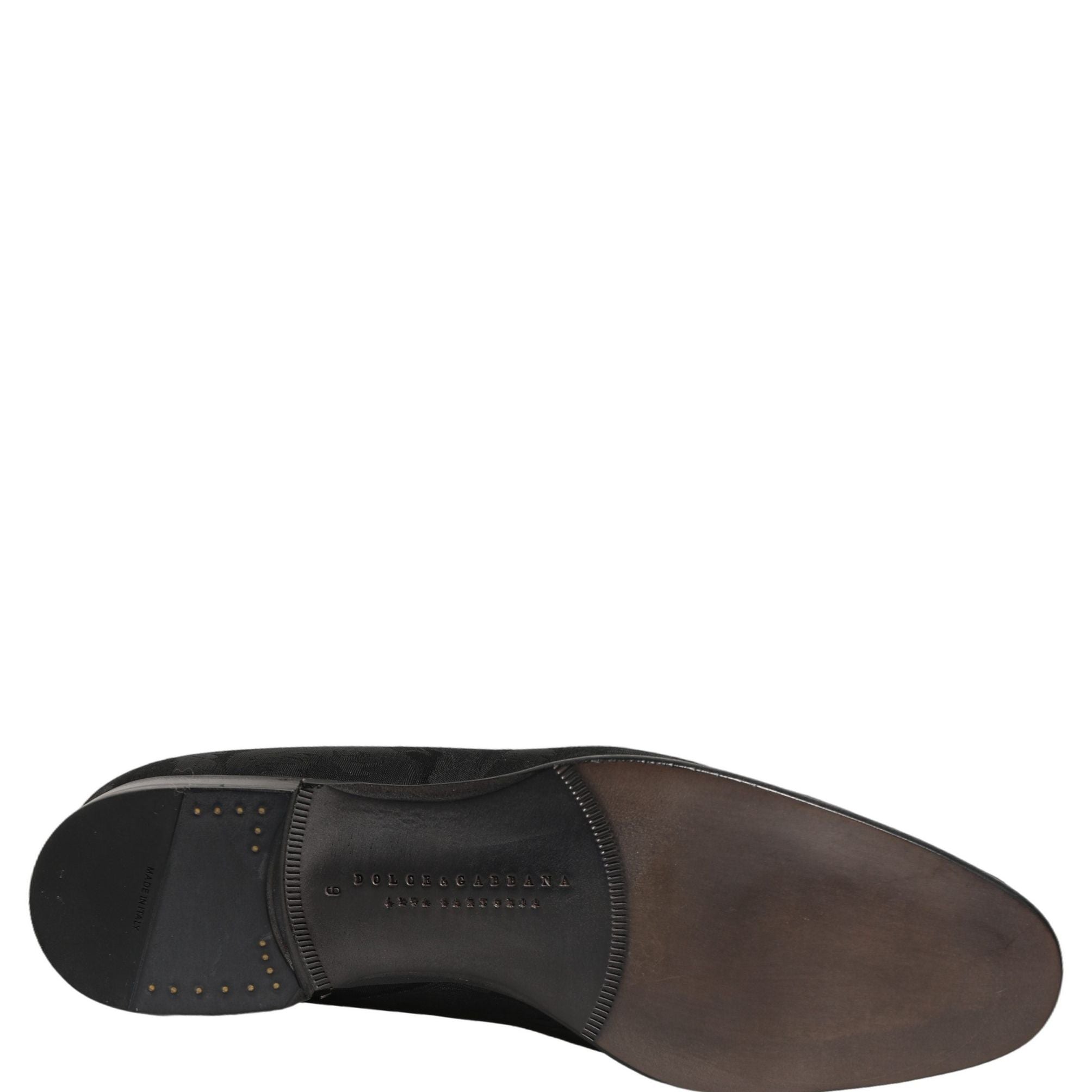 Dolce & Gabbana Black Brocade Men Slip On Dress Loafers Shoes