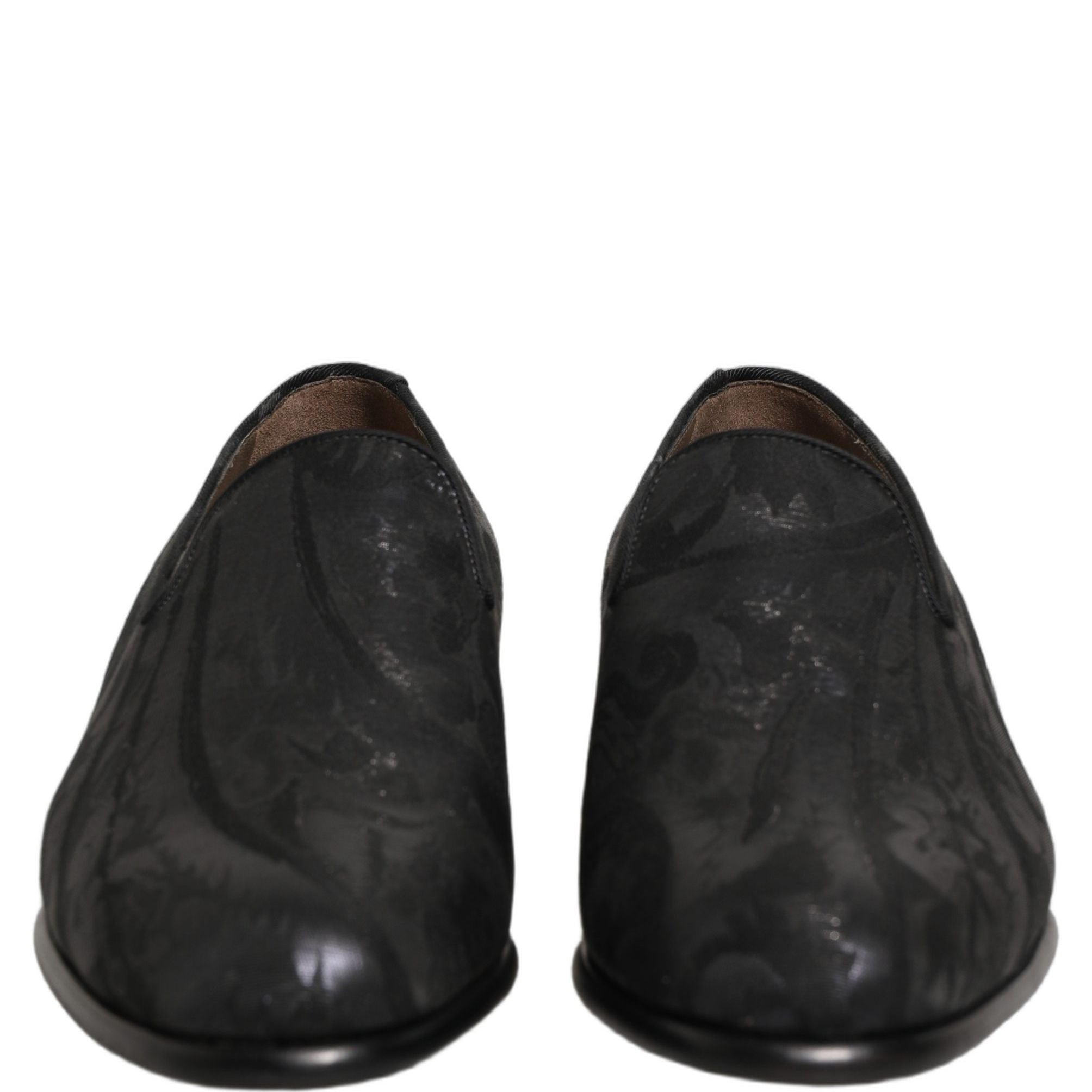 Dolce & Gabbana Black Brocade Men Slip On Dress Loafers Shoes