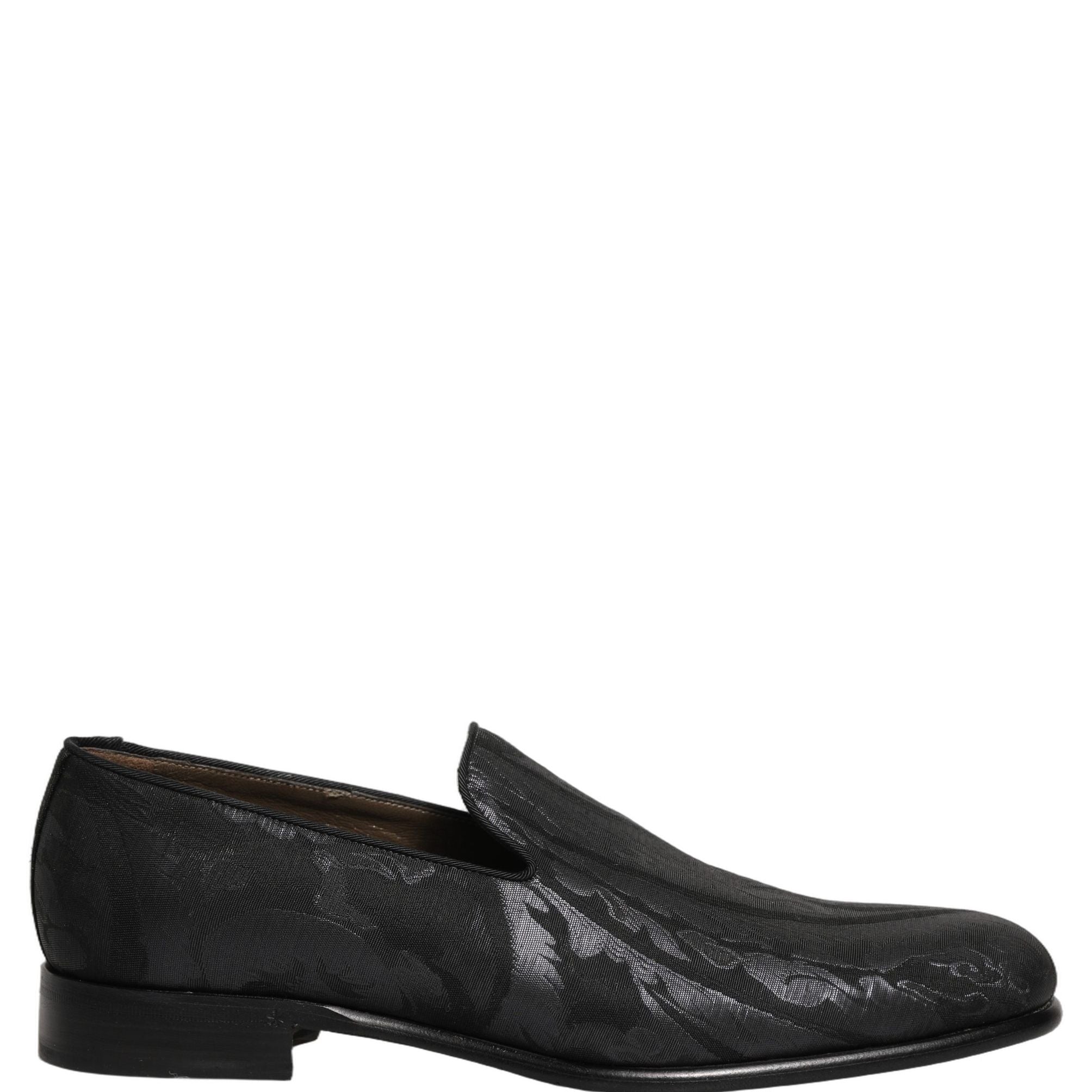 Dolce & Gabbana Black Brocade Men Slip On Dress Loafers Shoes