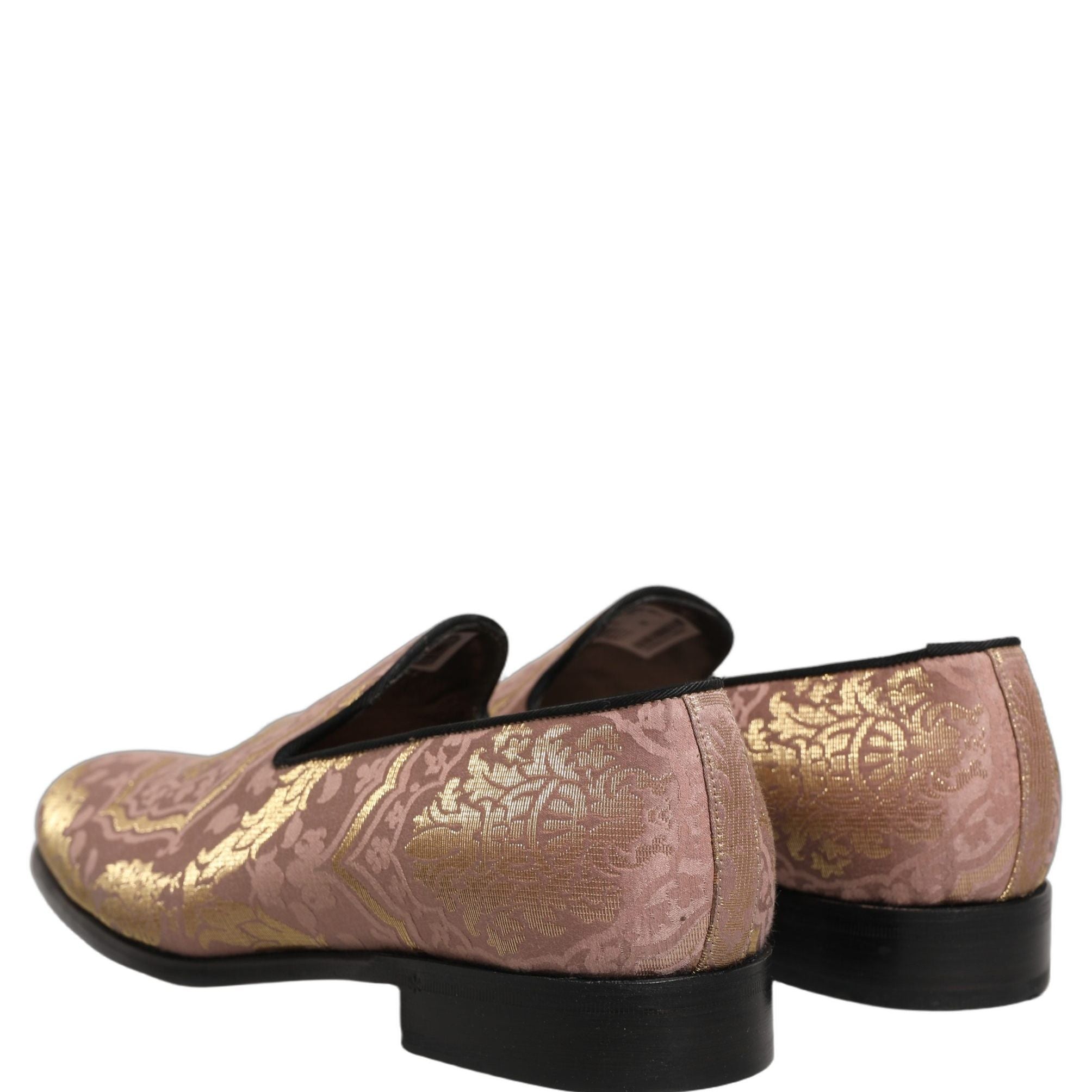 Dolce & Gabbana Pink Brocade Men Slip On Dress Loafers Shoes