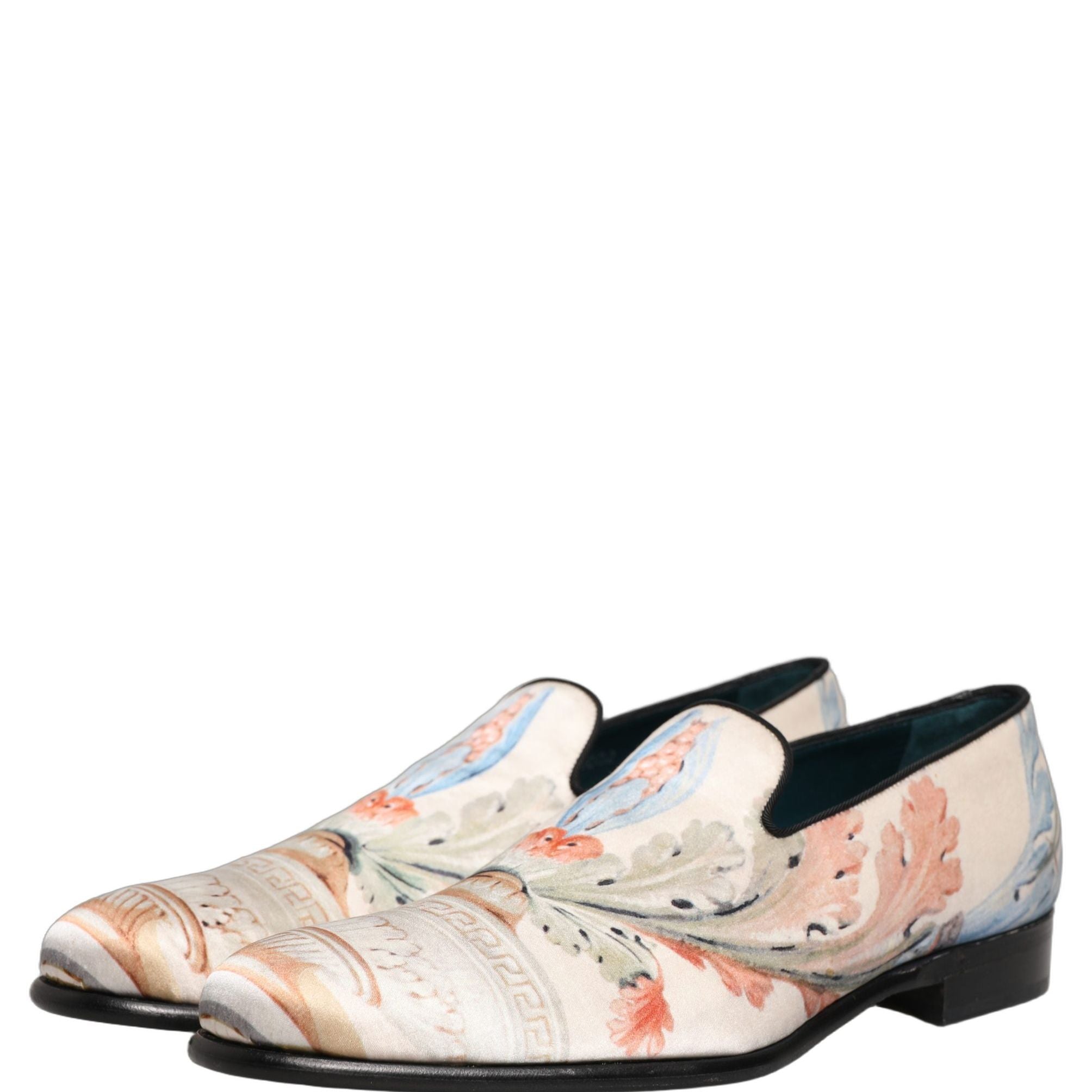 Dolce & Gabbana White Floral Vase Slip On Dress Loafers Shoes