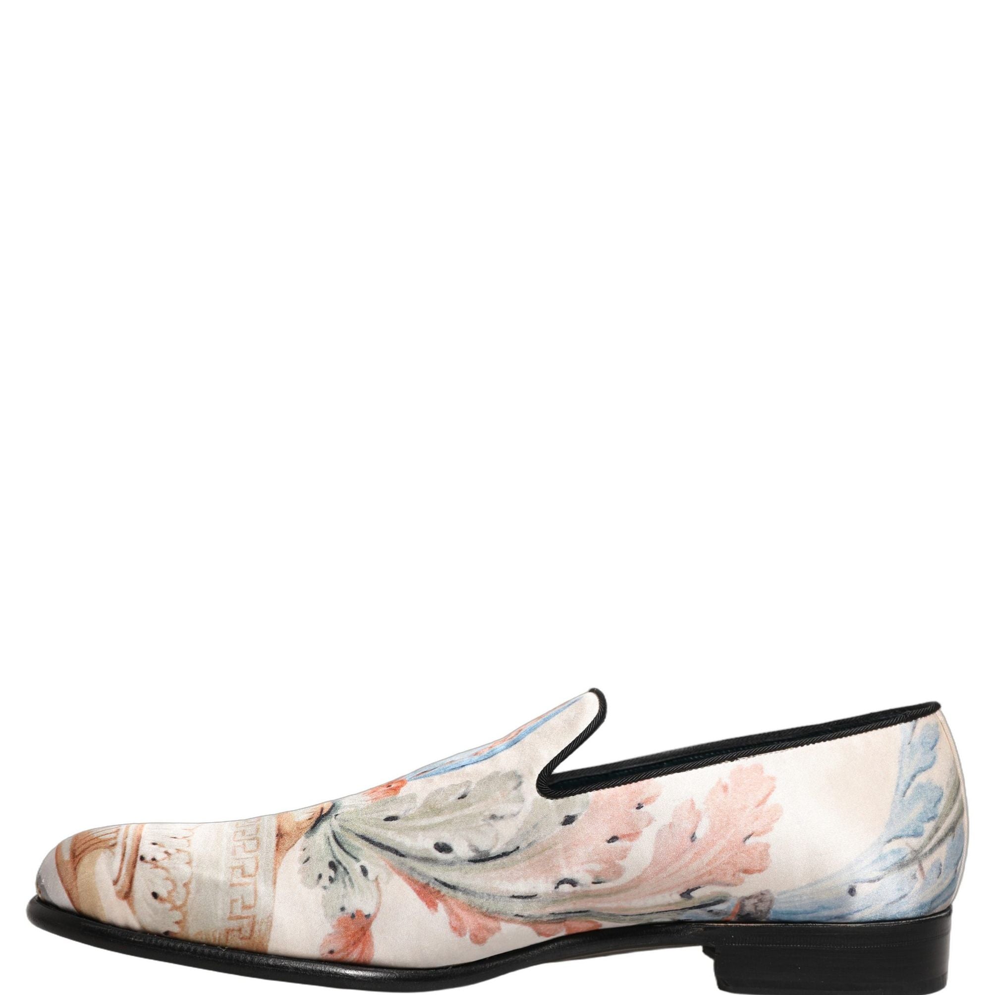 Dolce & Gabbana White Floral Vase Slip On Dress Loafers Shoes