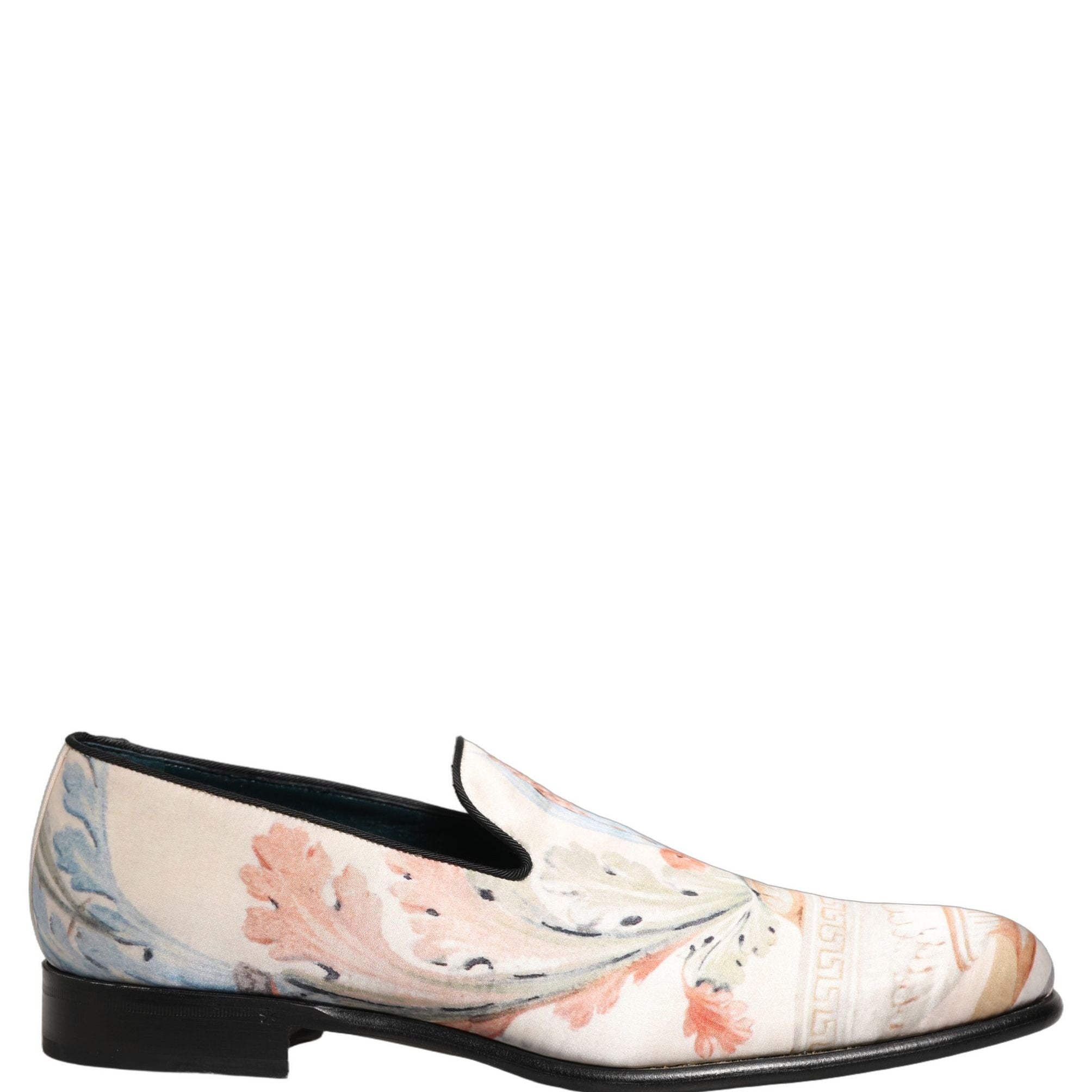 Dolce & Gabbana White Floral Vase Slip On Dress Loafers Shoes