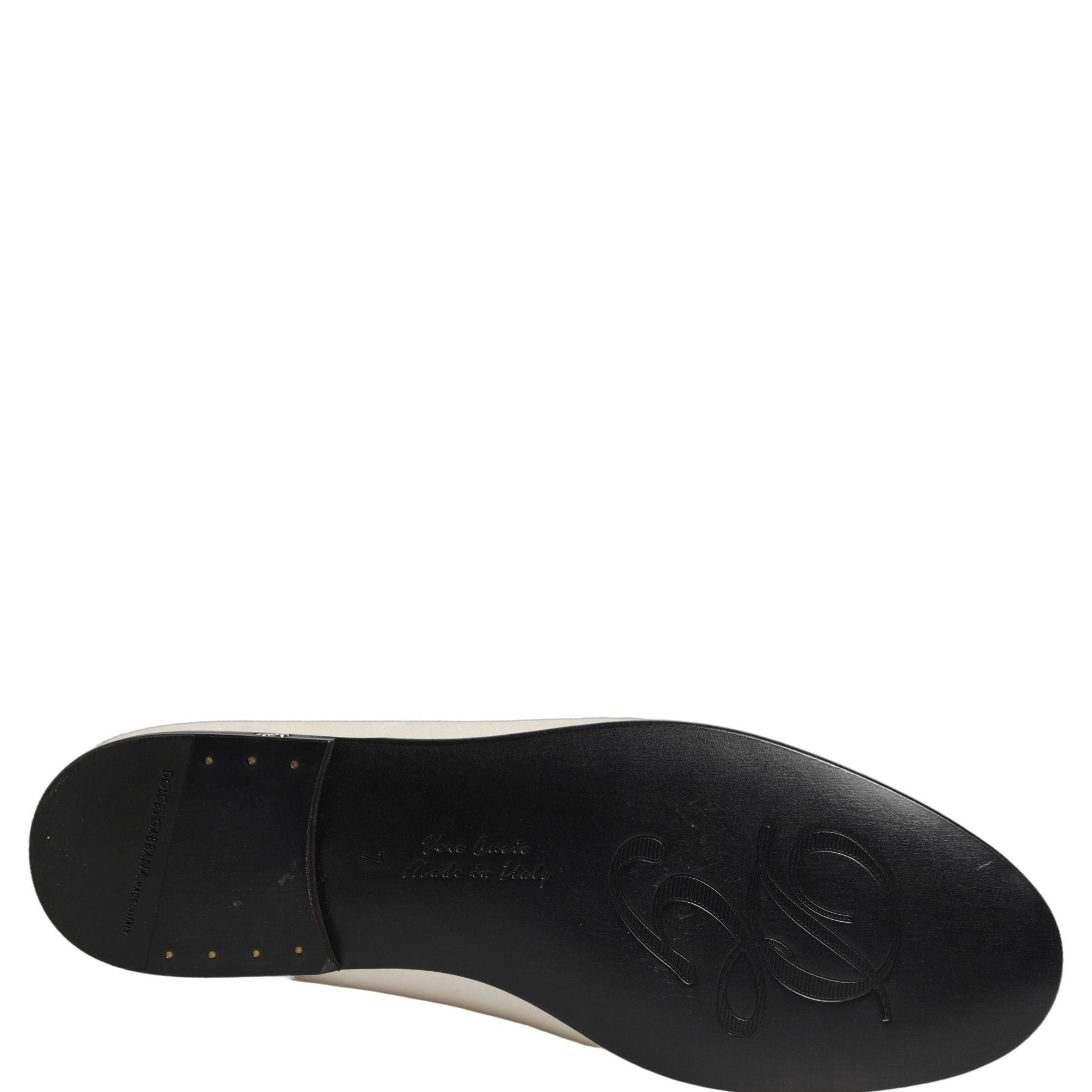 Dolce & Gabbana White Satin Logo Slip On Flats Loafers Shoes
