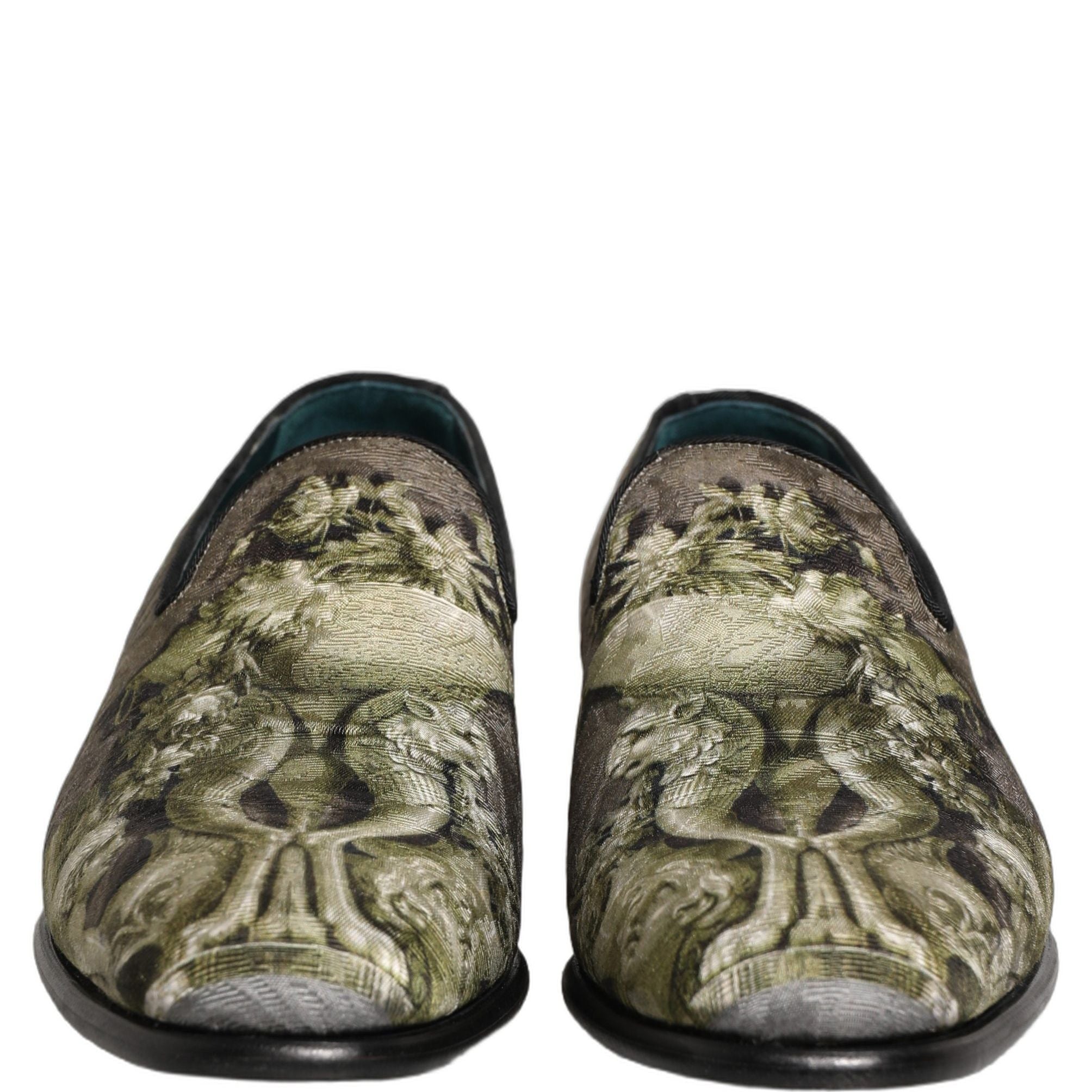 Dolce & Gabbana Brown Baroque Print Slip On Loafers Shoes