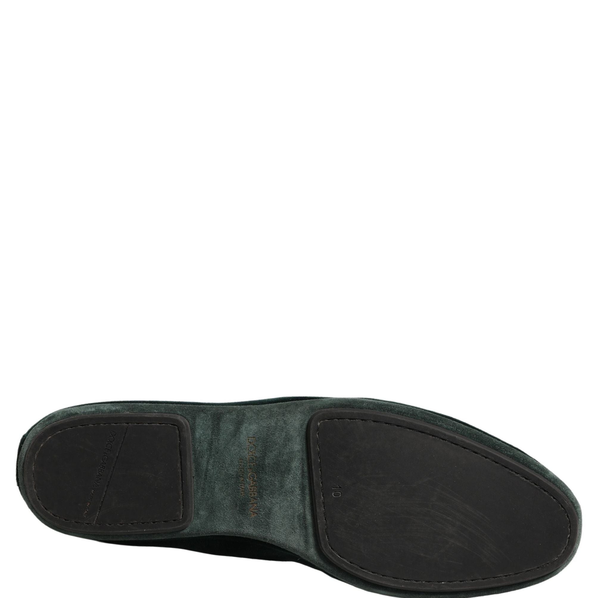 Dolce & Gabbana Green Velvet Slip On Men Flats Loafers Shoes