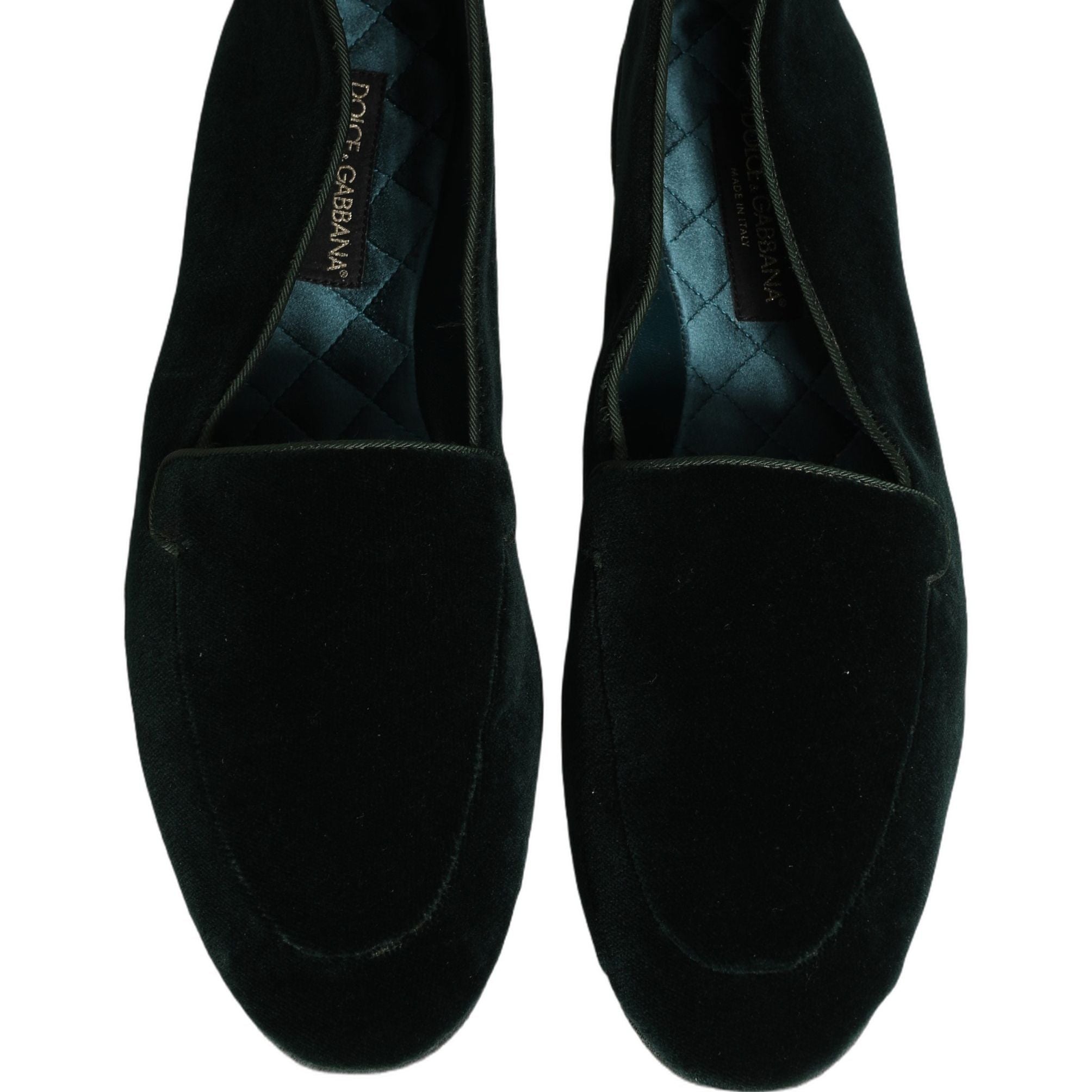 Dolce & Gabbana Green Velvet Slip On Men Flats Loafers Shoes