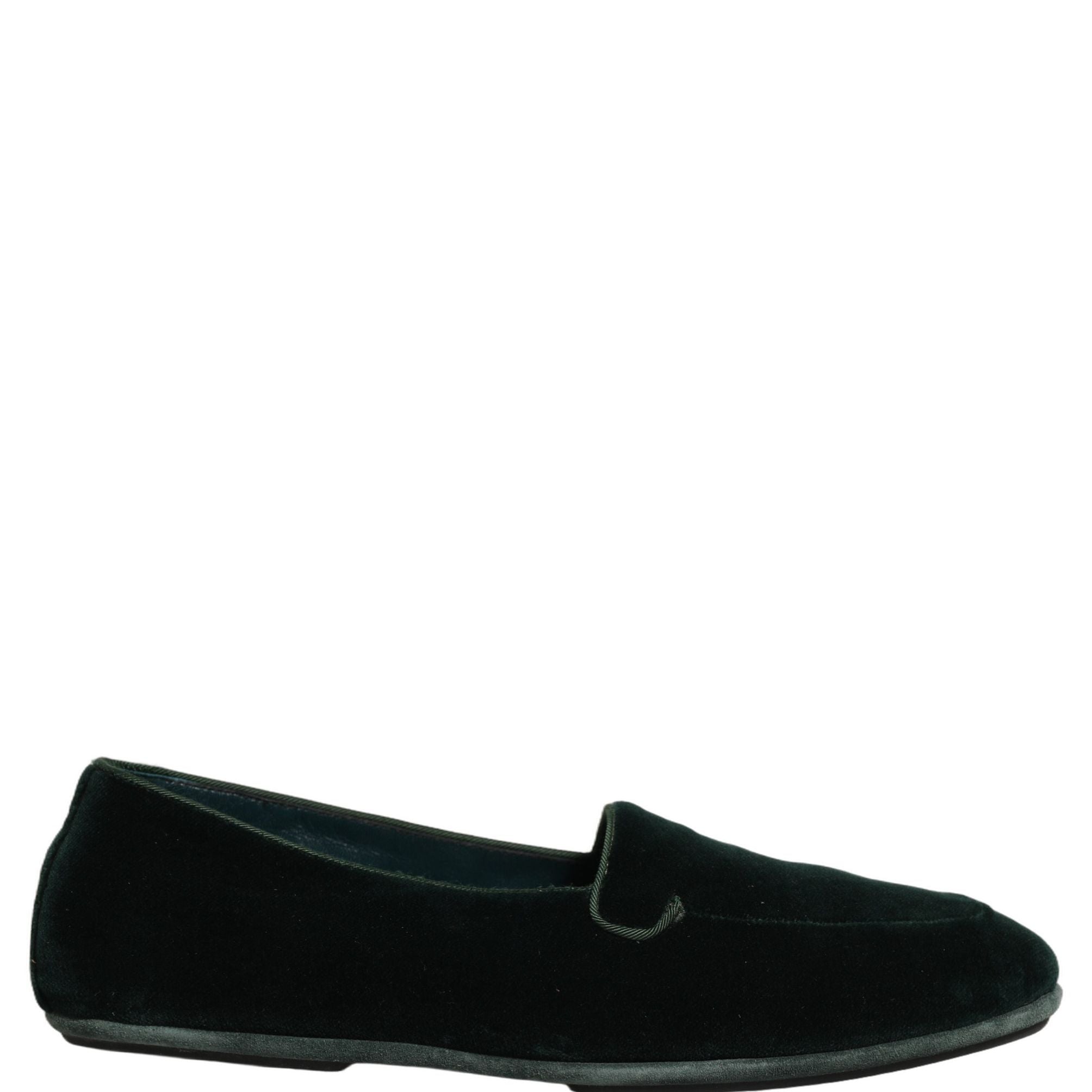 Dolce & Gabbana Green Velvet Slip On Men Flats Loafers Shoes