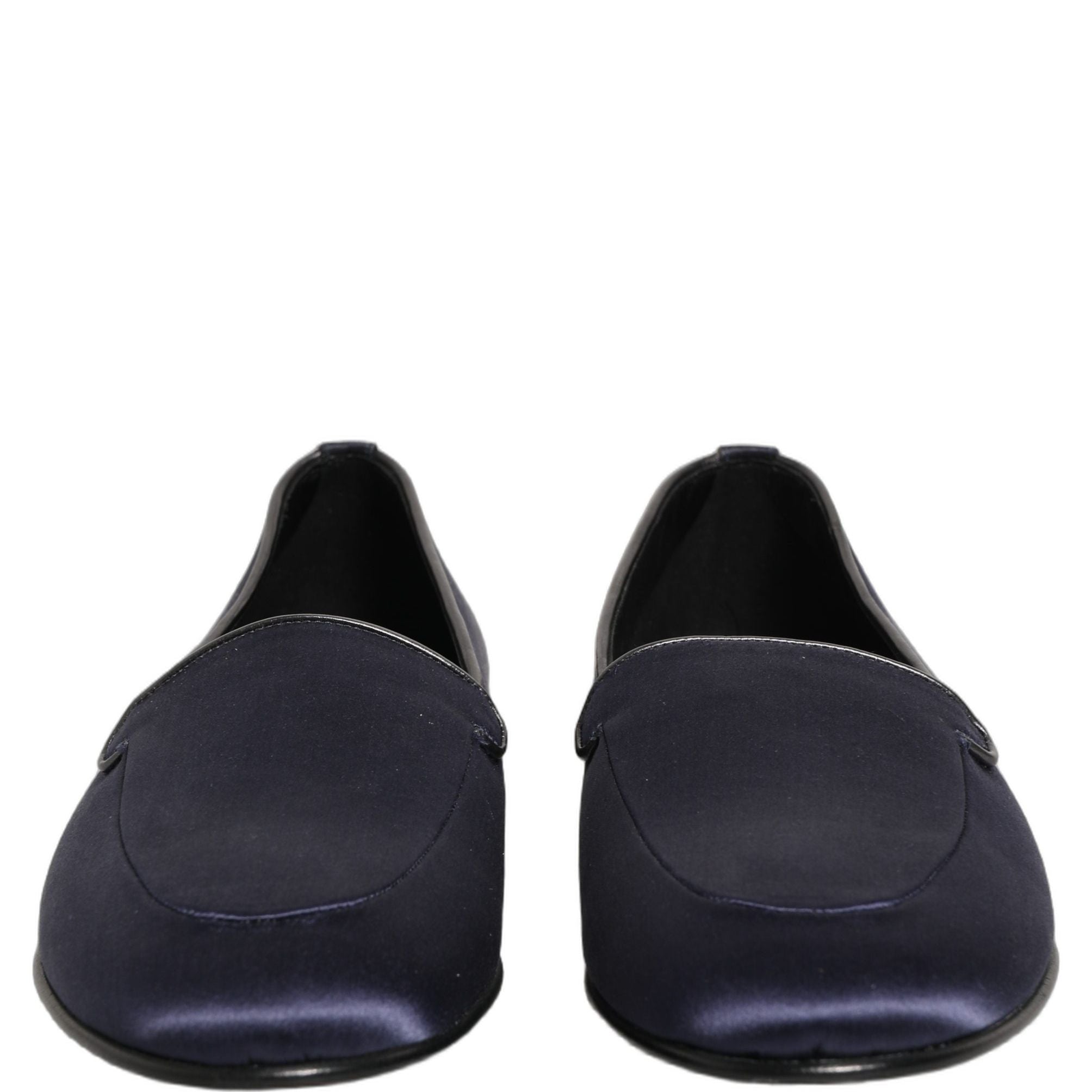 Dolce & Gabbana Blue Satin Logo Slip On Flats Loafers Shoes