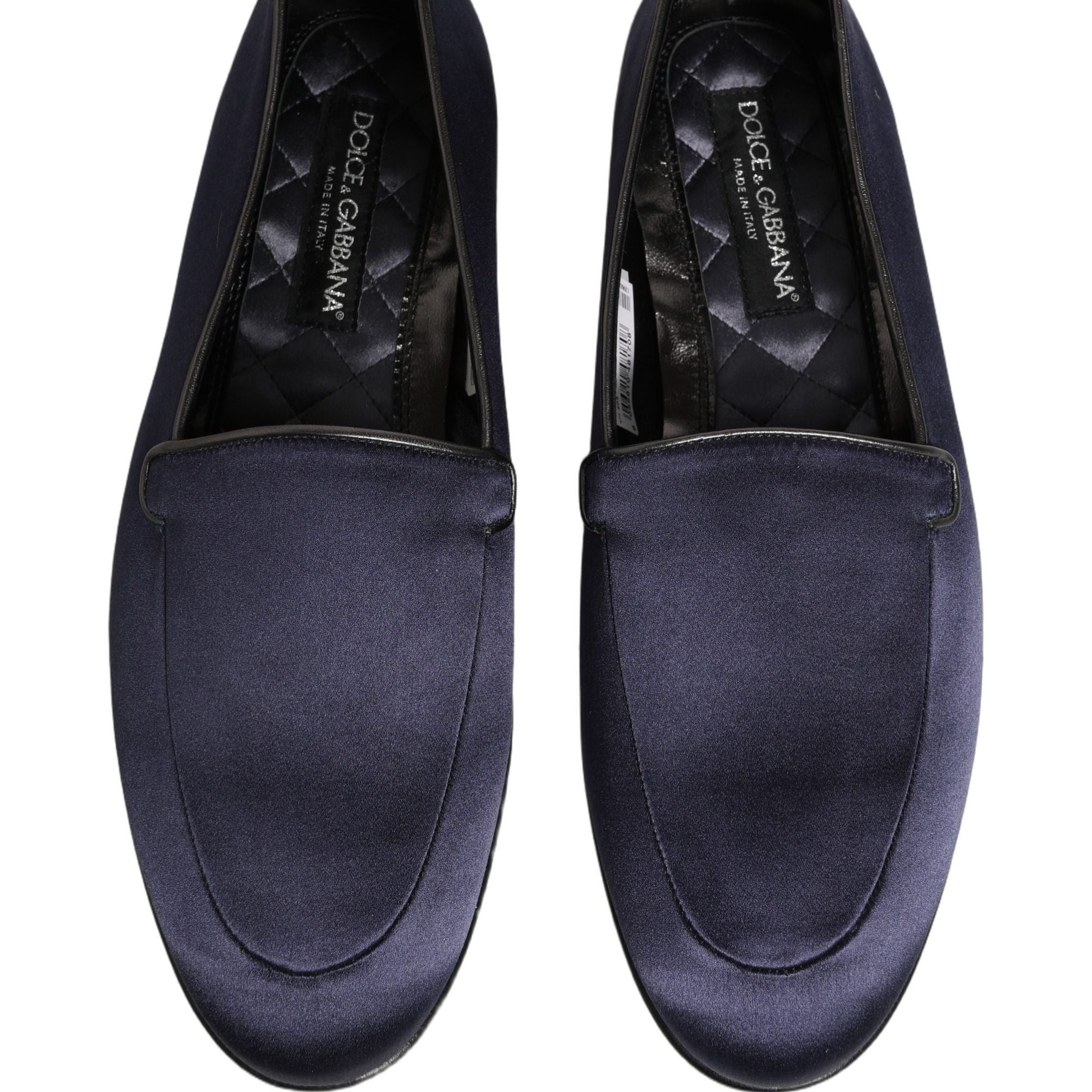 Dolce & Gabbana Blue Satin Logo Slip On Flats Loafers Shoes