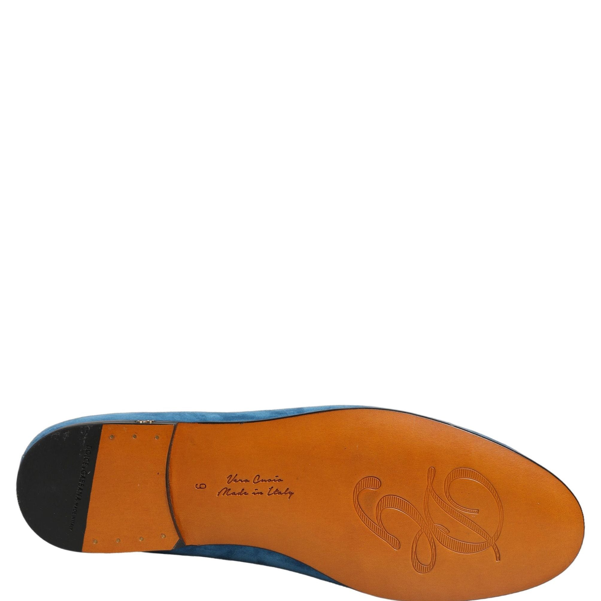 Dolce & Gabbana Blue Velvet Slip On Men Flats Loafers Shoes
