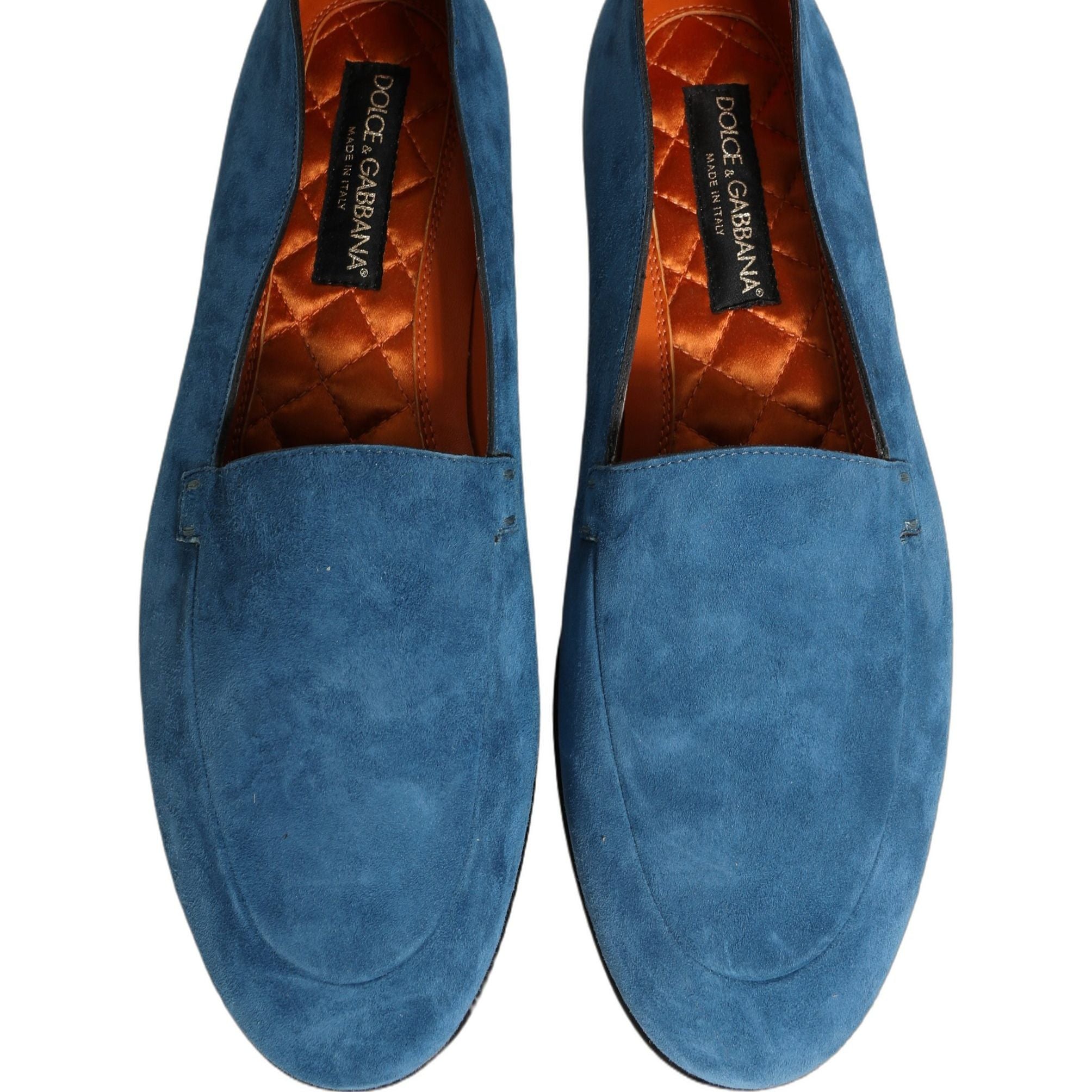 Dolce & Gabbana Blue Velvet Slip On Men Flats Loafers Shoes