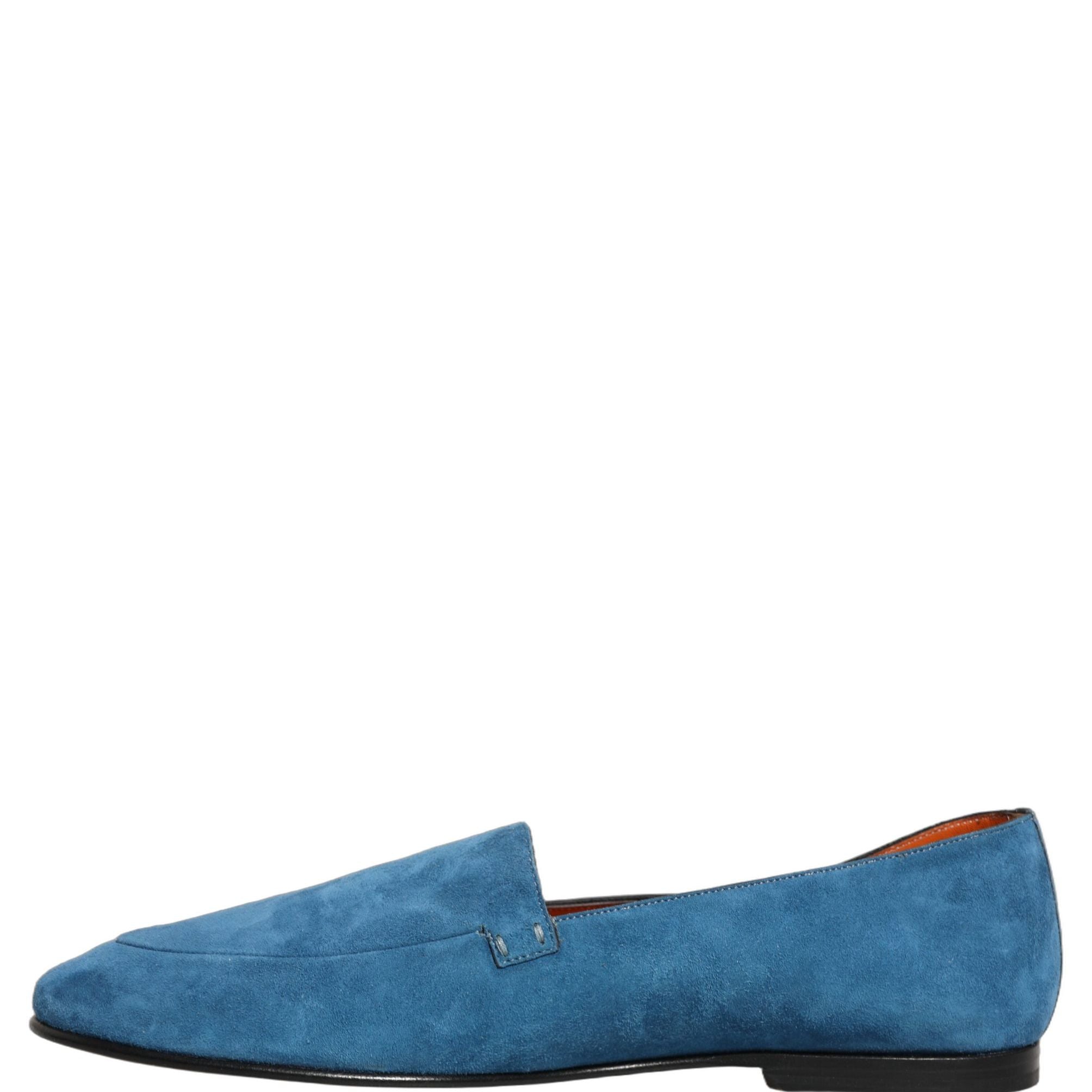 Dolce & Gabbana Blue Velvet Slip On Men Flats Loafers Shoes