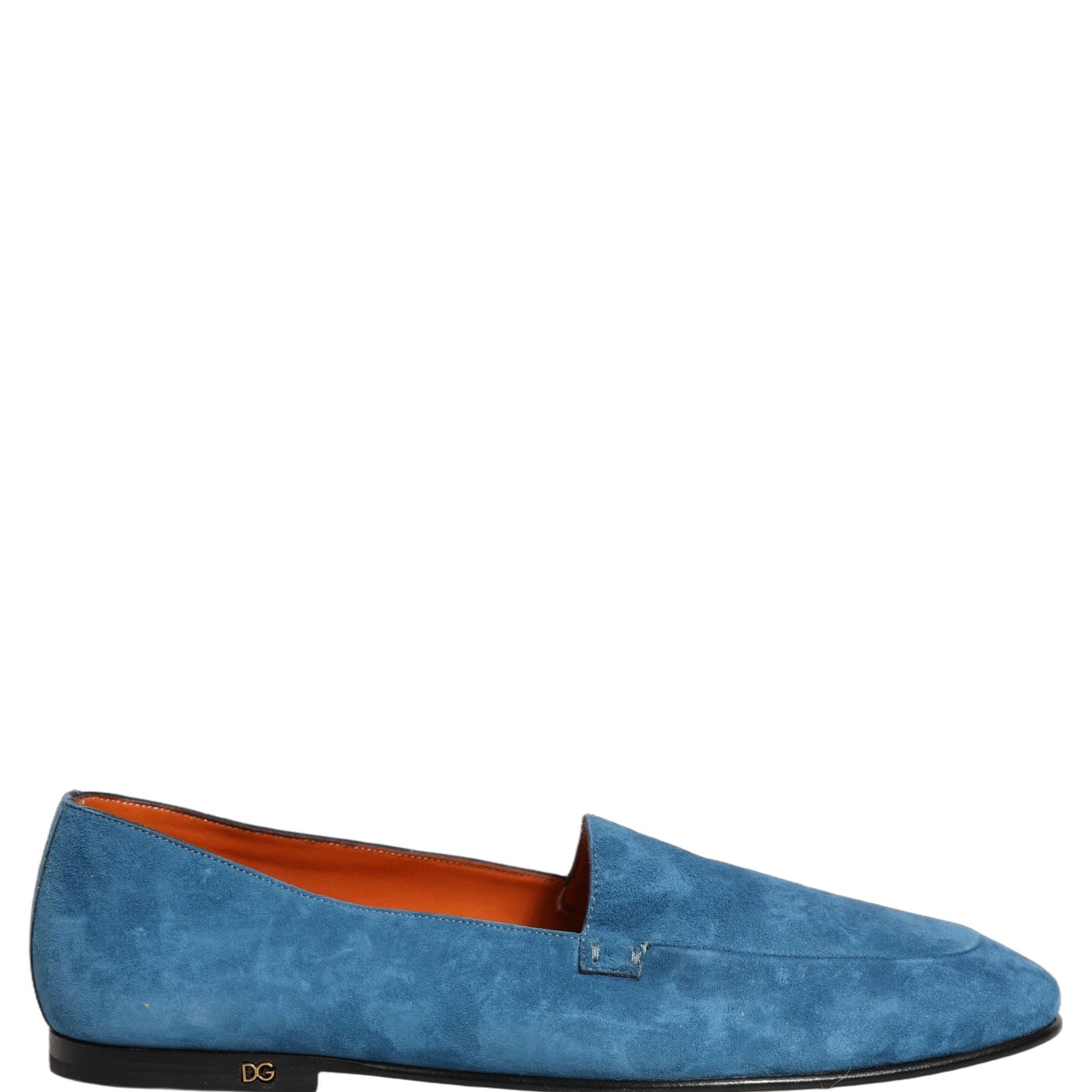 Dolce & Gabbana Blue Velvet Slip On Men Flats Loafers Shoes