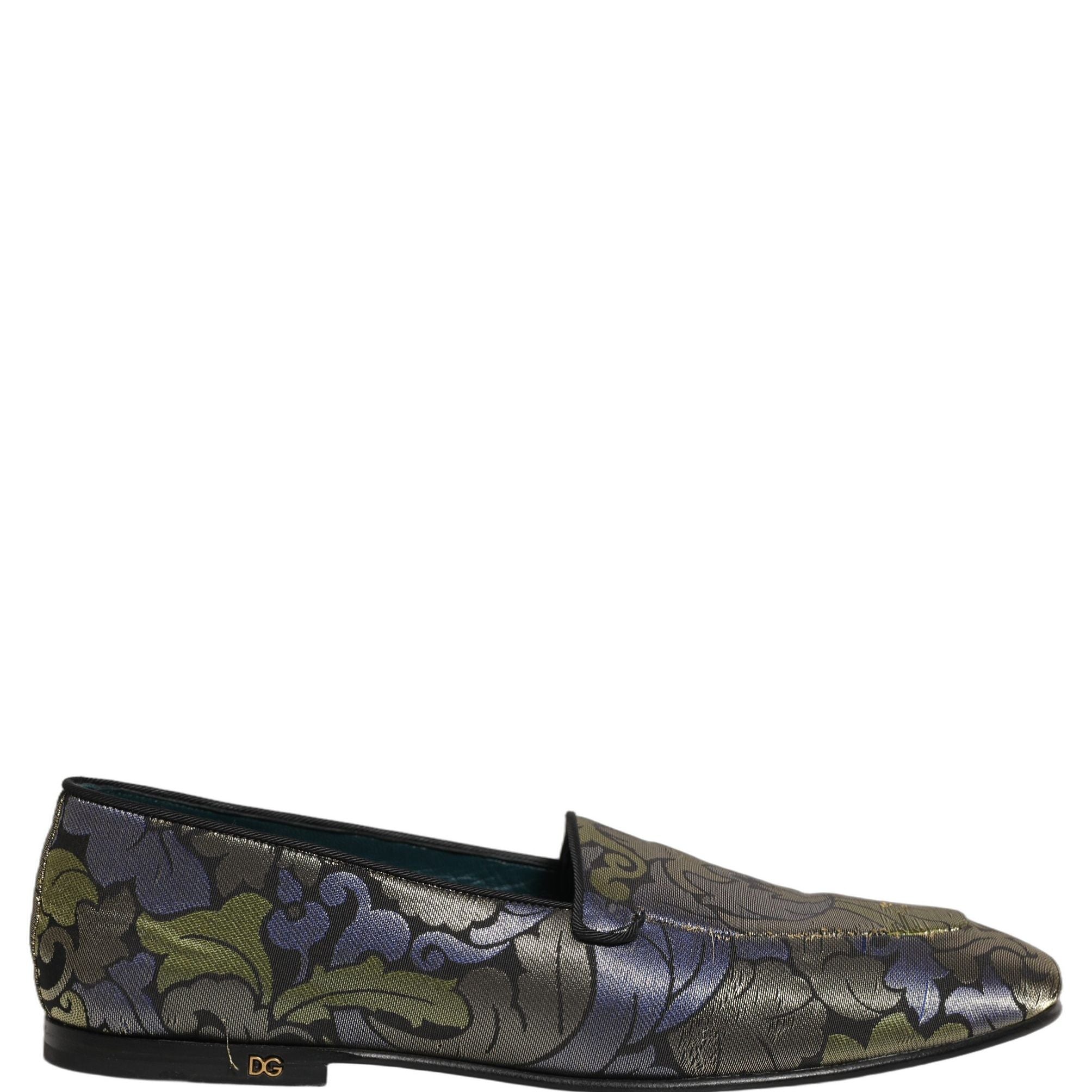 Dolce & Gabbana Multicolor Floral Jacquard Men Loafers Shoes