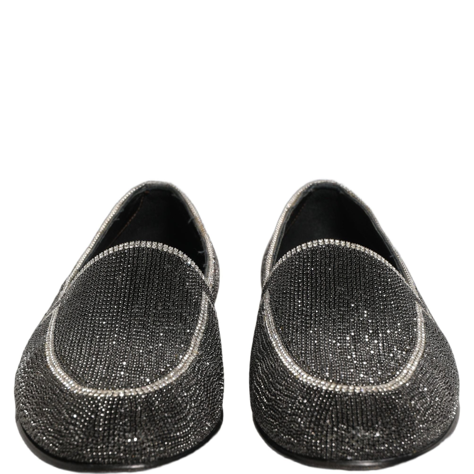 Dolce & Gabbana Black Crystal Embellished Men Loafers Shoes