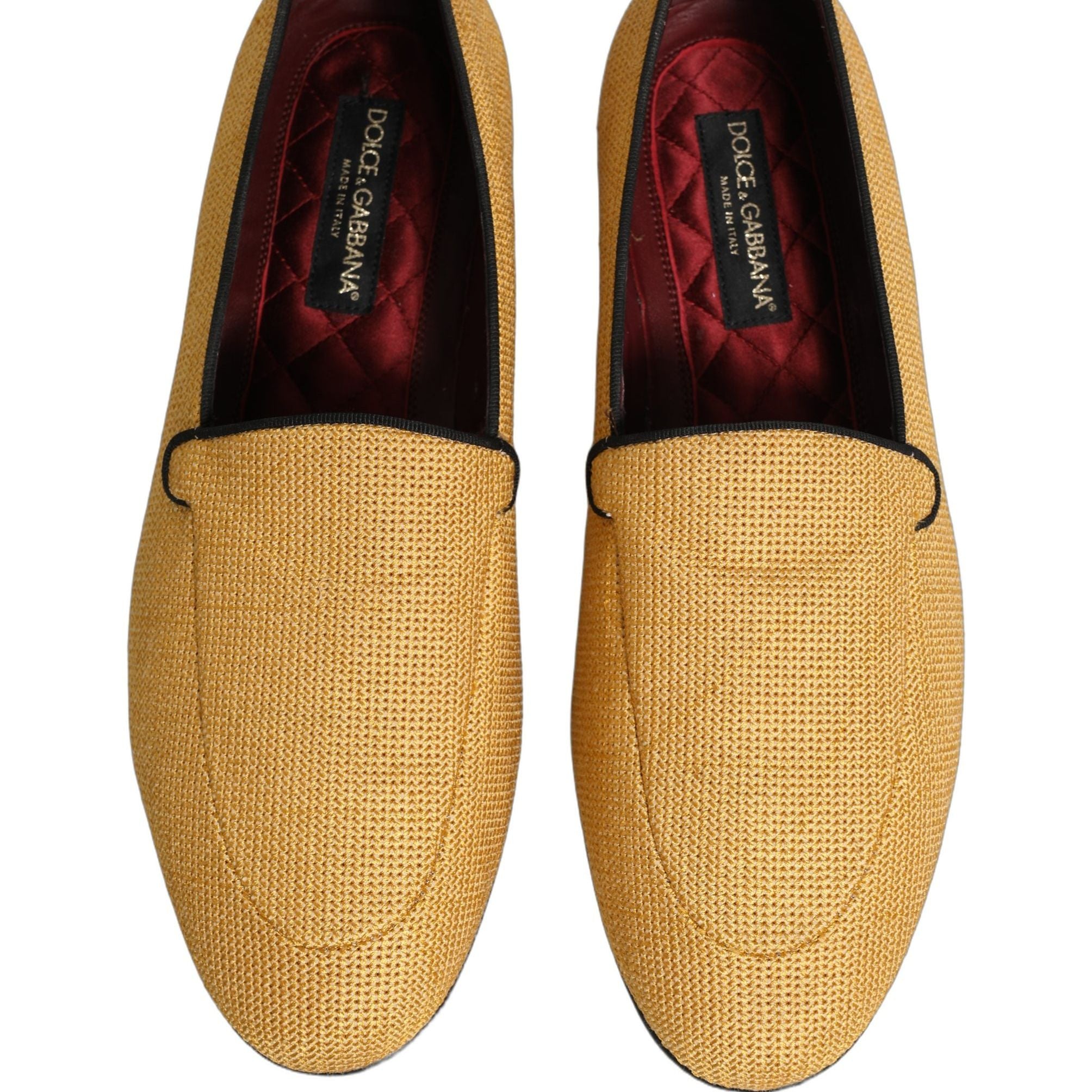 Dolce & Gabbana Yellow Woven Men Slip On Dress Loafers Shoes