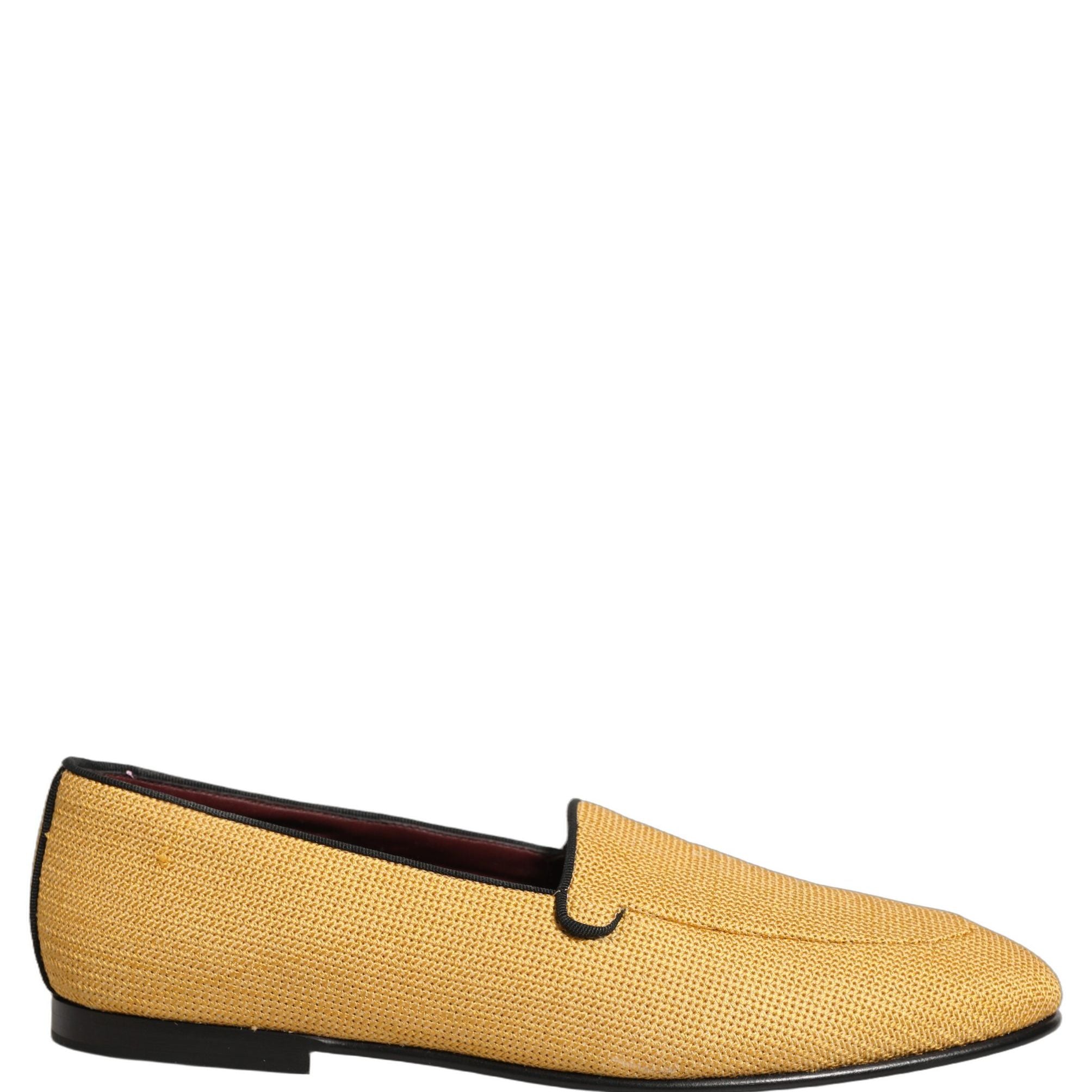 Dolce & Gabbana Yellow Woven Men Slip On Dress Loafers Shoes