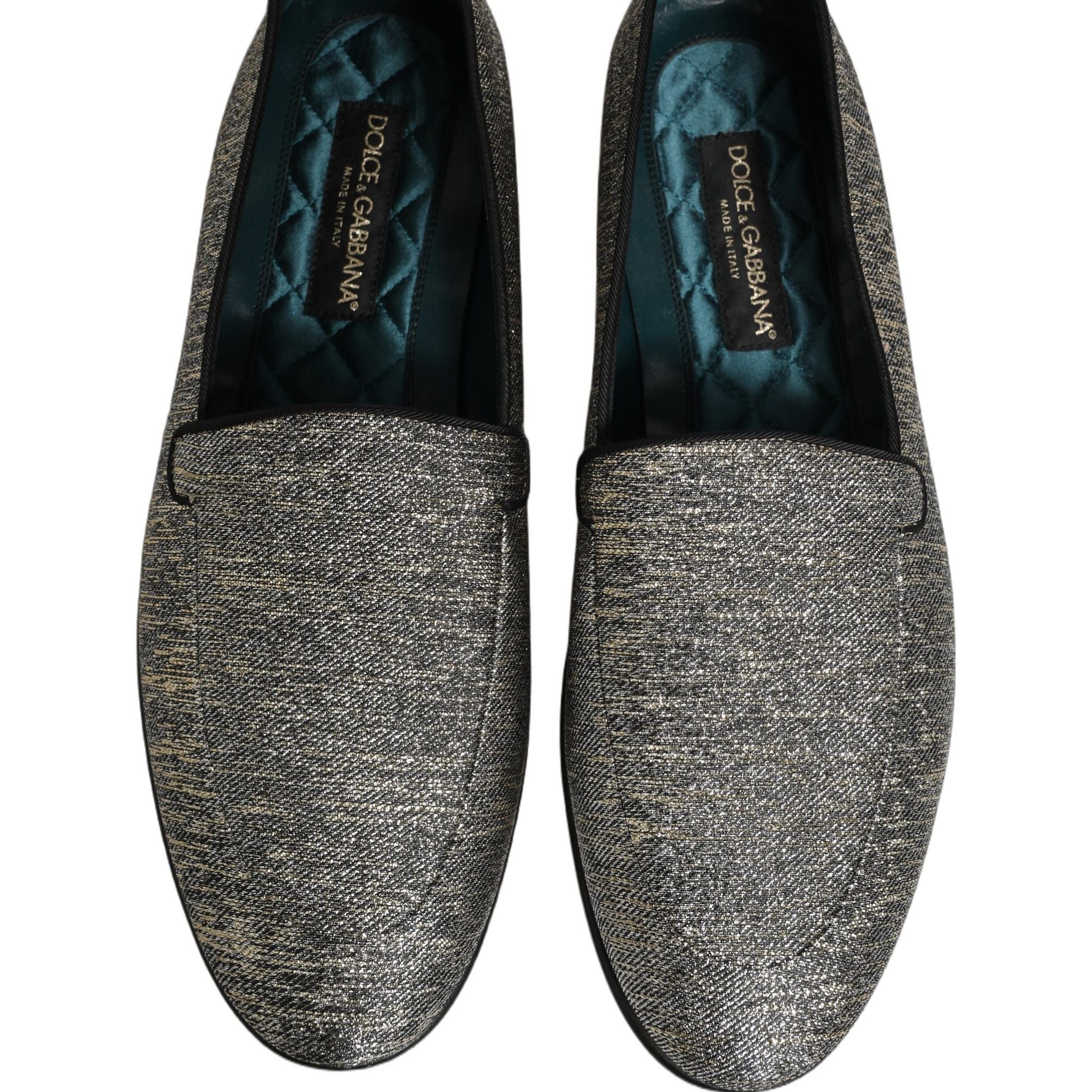 Dolce & Gabbana Gray Lurex Glitter Men Dress Loafers Shoes