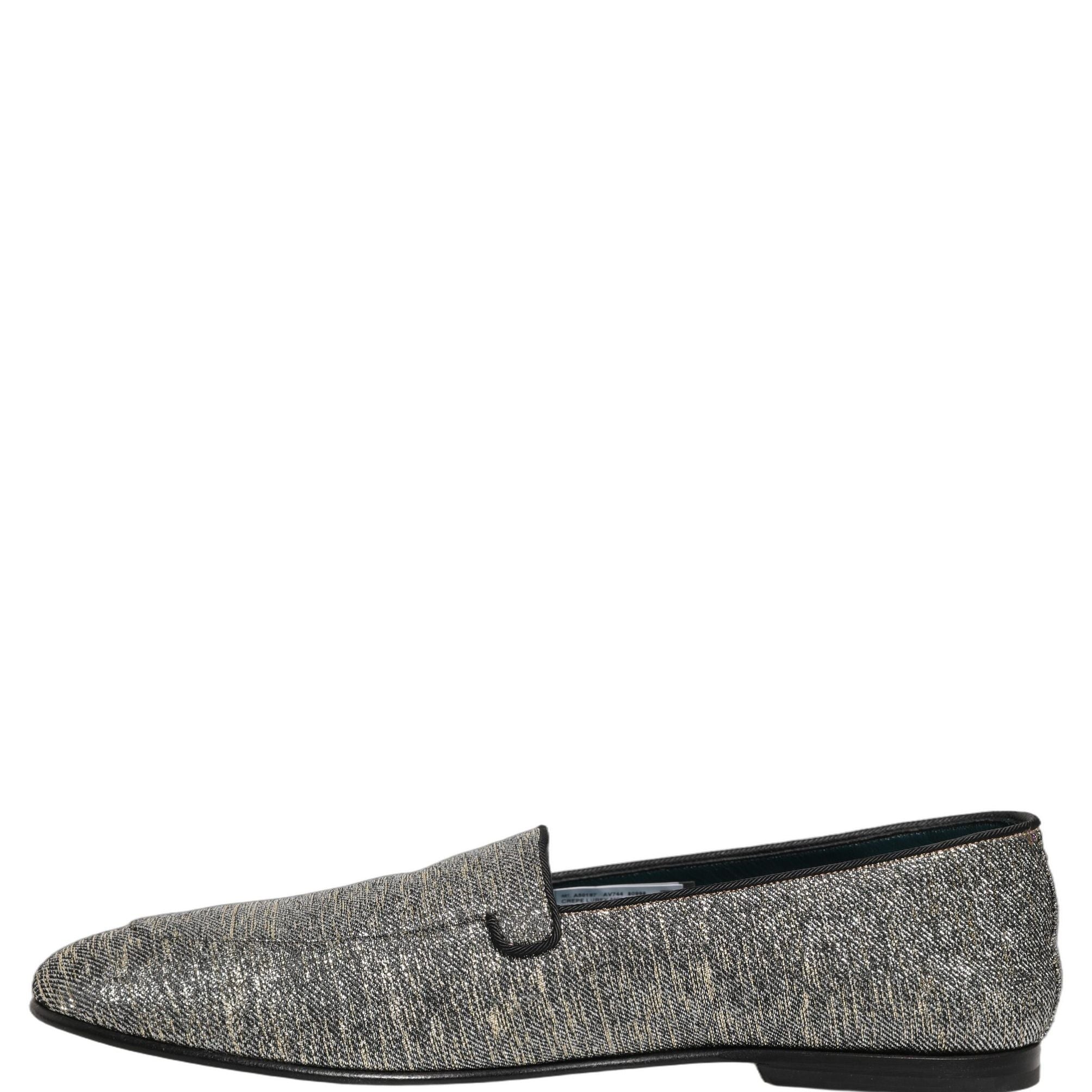 Dolce & Gabbana Gray Lurex Glitter Men Dress Loafers Shoes