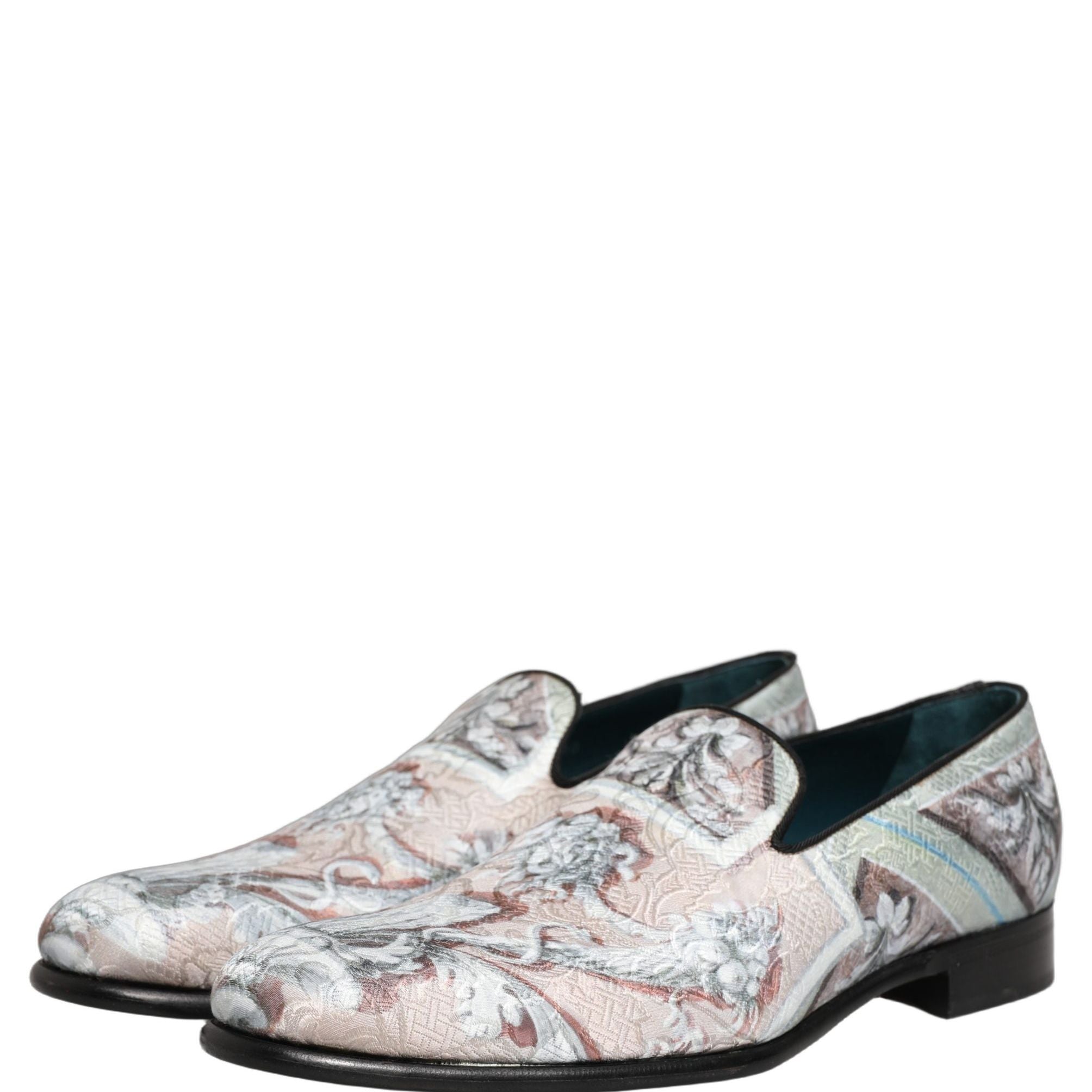Dolce & Gabbana Multicolor Velvet Baroque Dress Loafers Shoes
