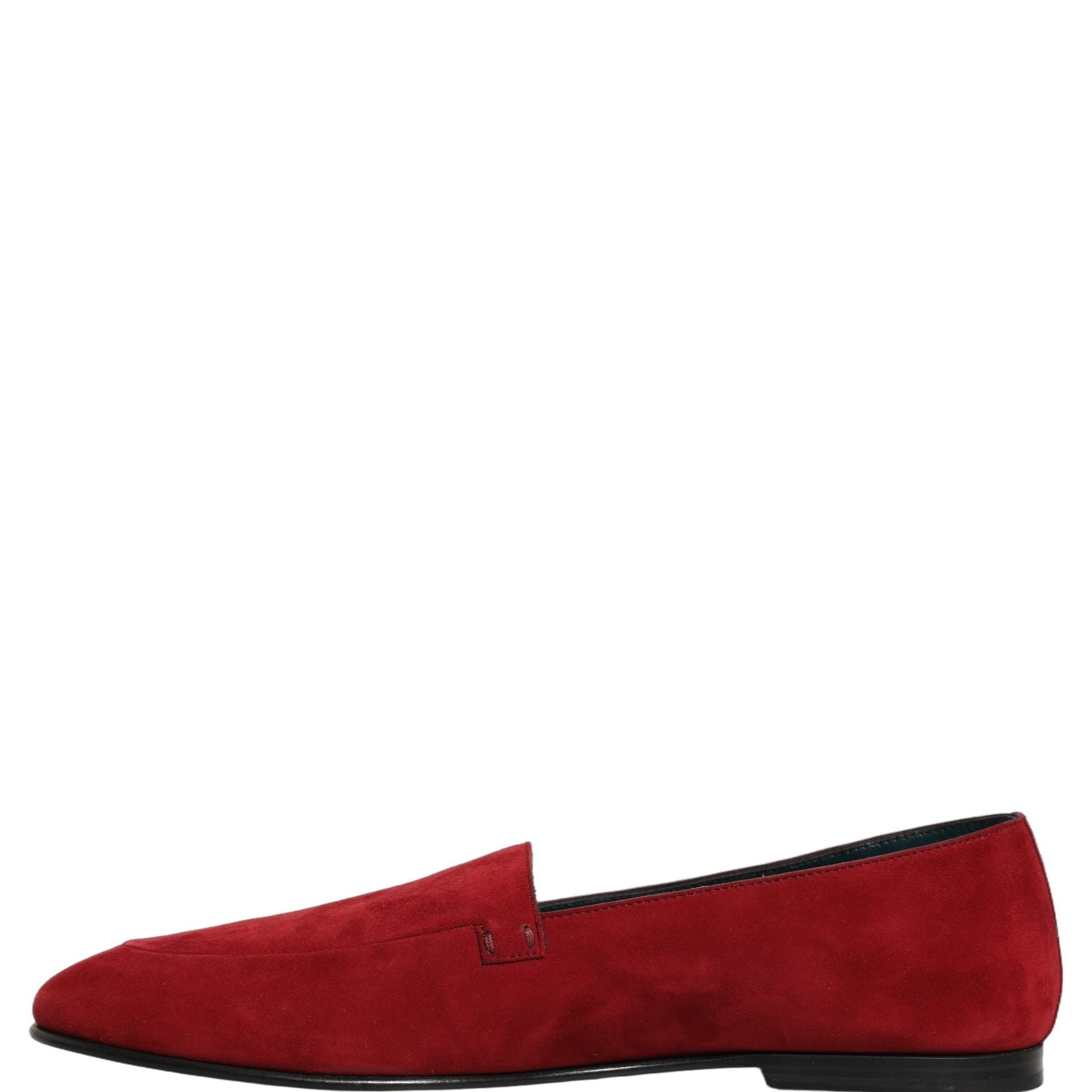 Dolce & Gabbana Red Suede Logo Slip On Flats Loafers Shoes