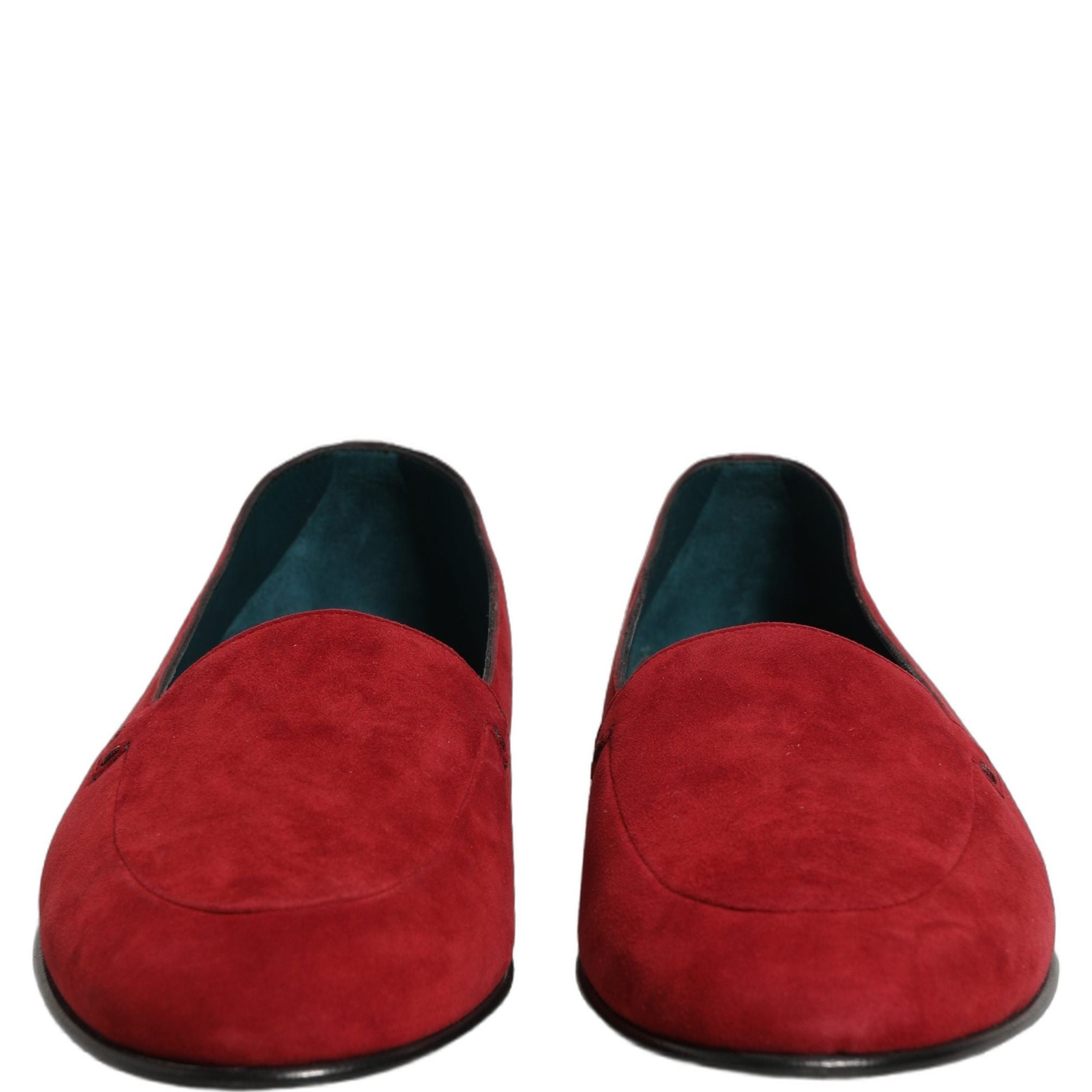 Dolce & Gabbana Red Suede Logo Slip On Flats Loafers Shoes