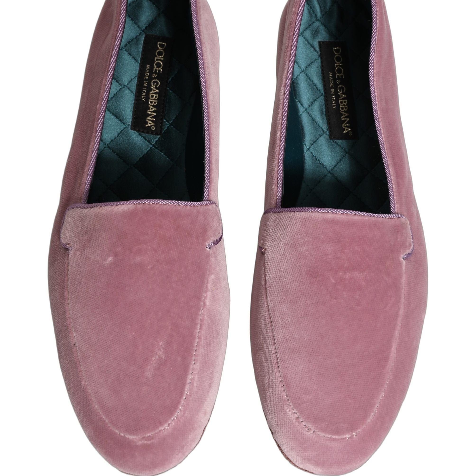 Dolce & Gabbana Pink Velvet Slip On Men Flats Loafers Shoes
