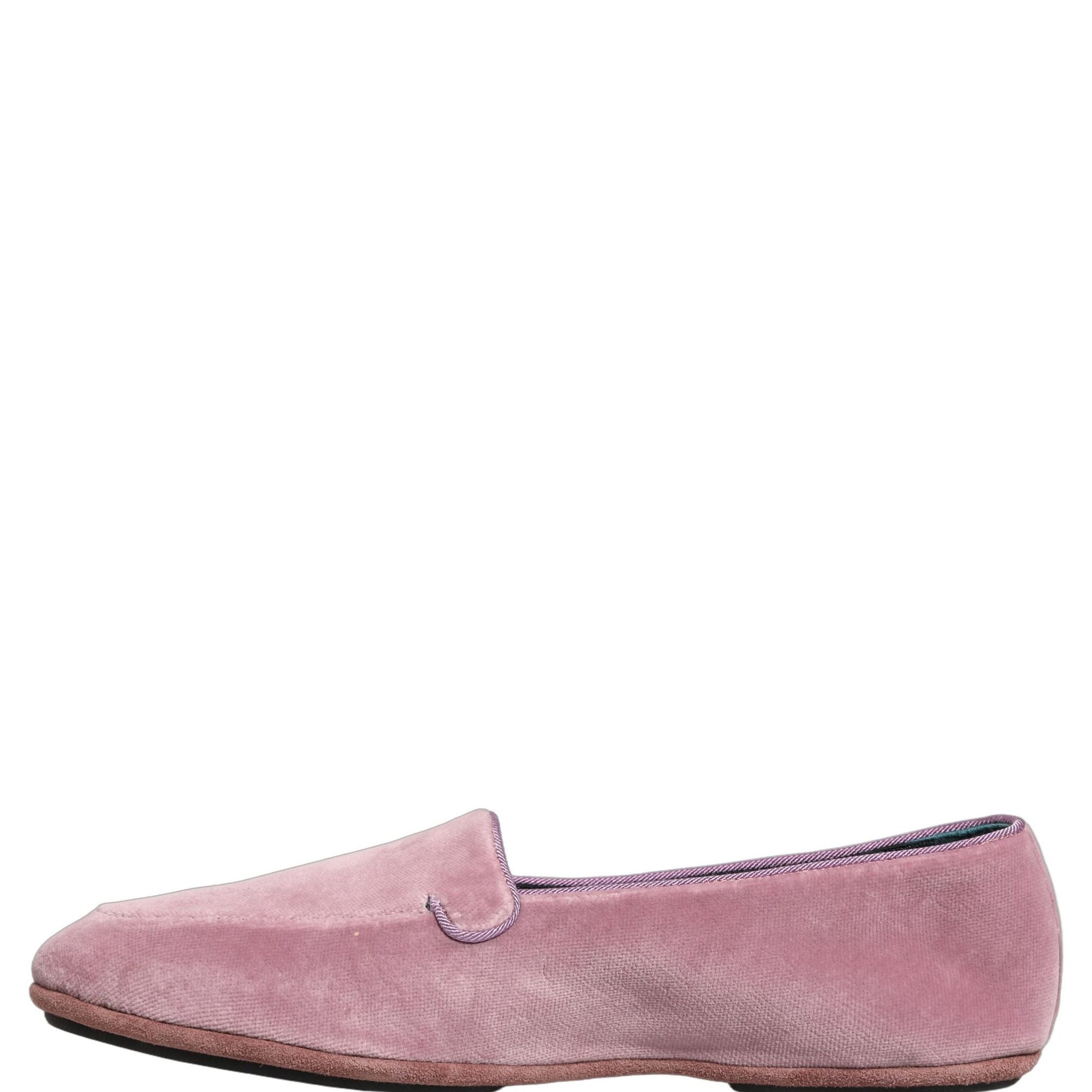 Dolce & Gabbana Pink Velvet Slip On Men Flats Loafers Shoes