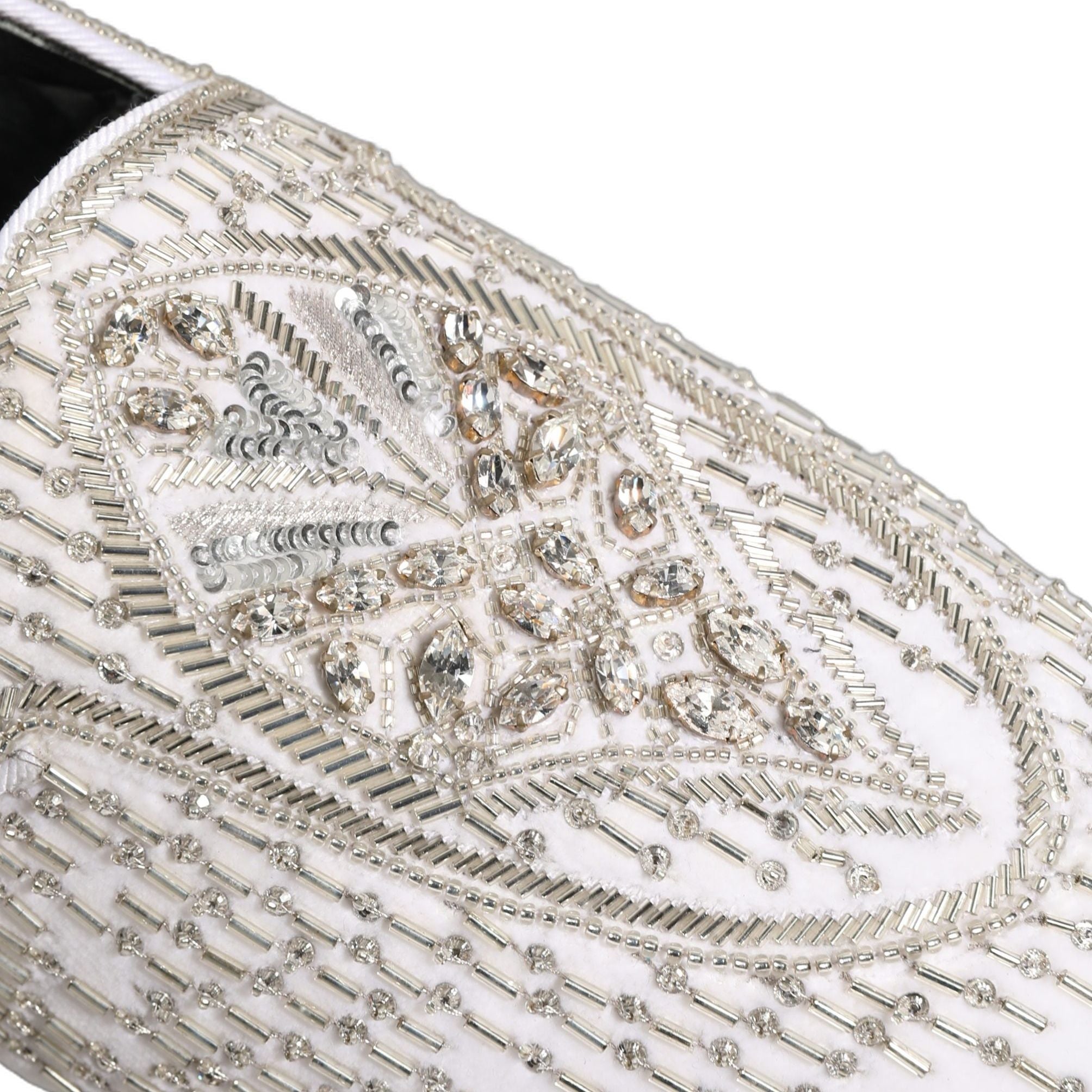 Dolce & Gabbana White Satin Embellished Dress Loafers Shoes