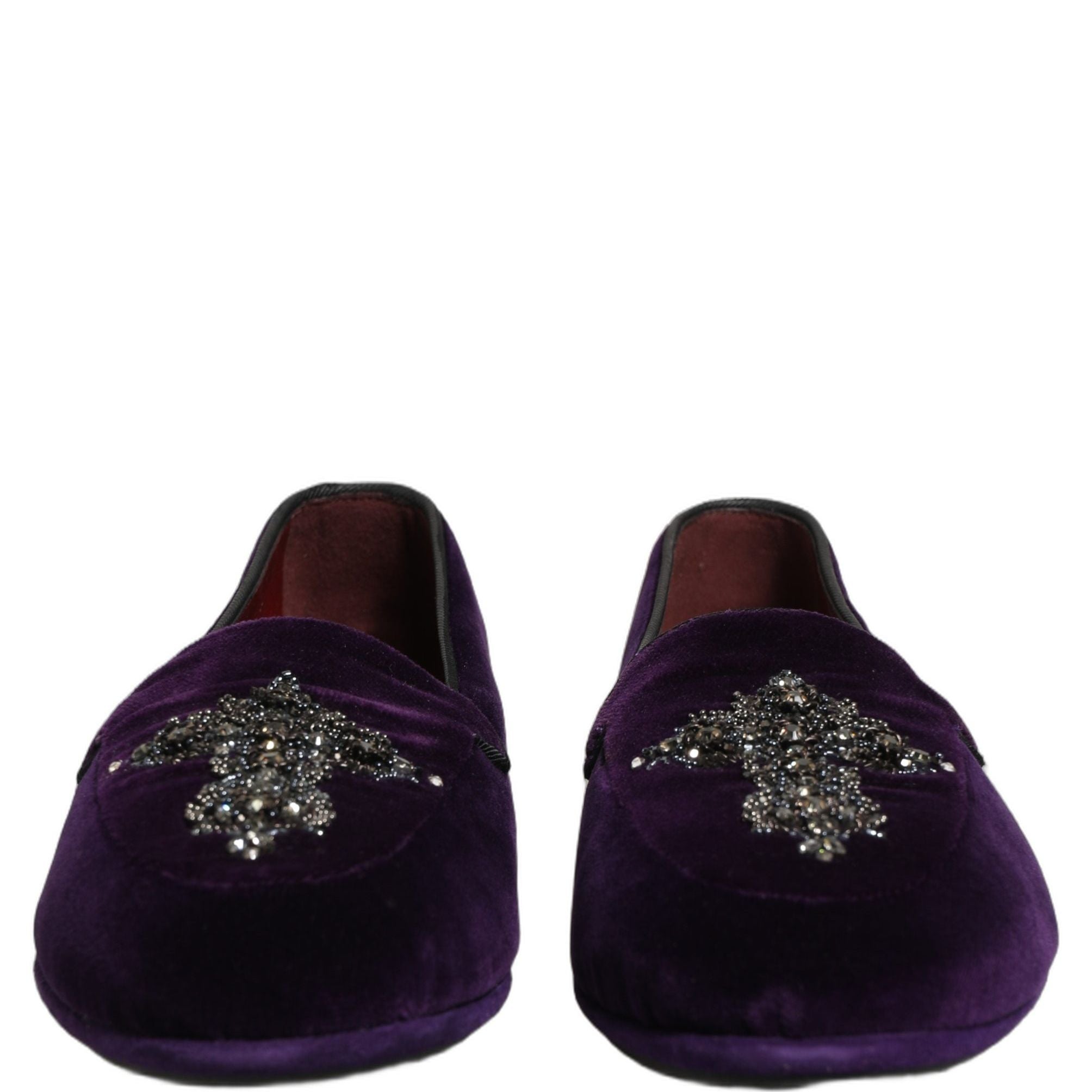 Dolce & Gabbana Violet Suede Embellished Dress Loafers Shoes
