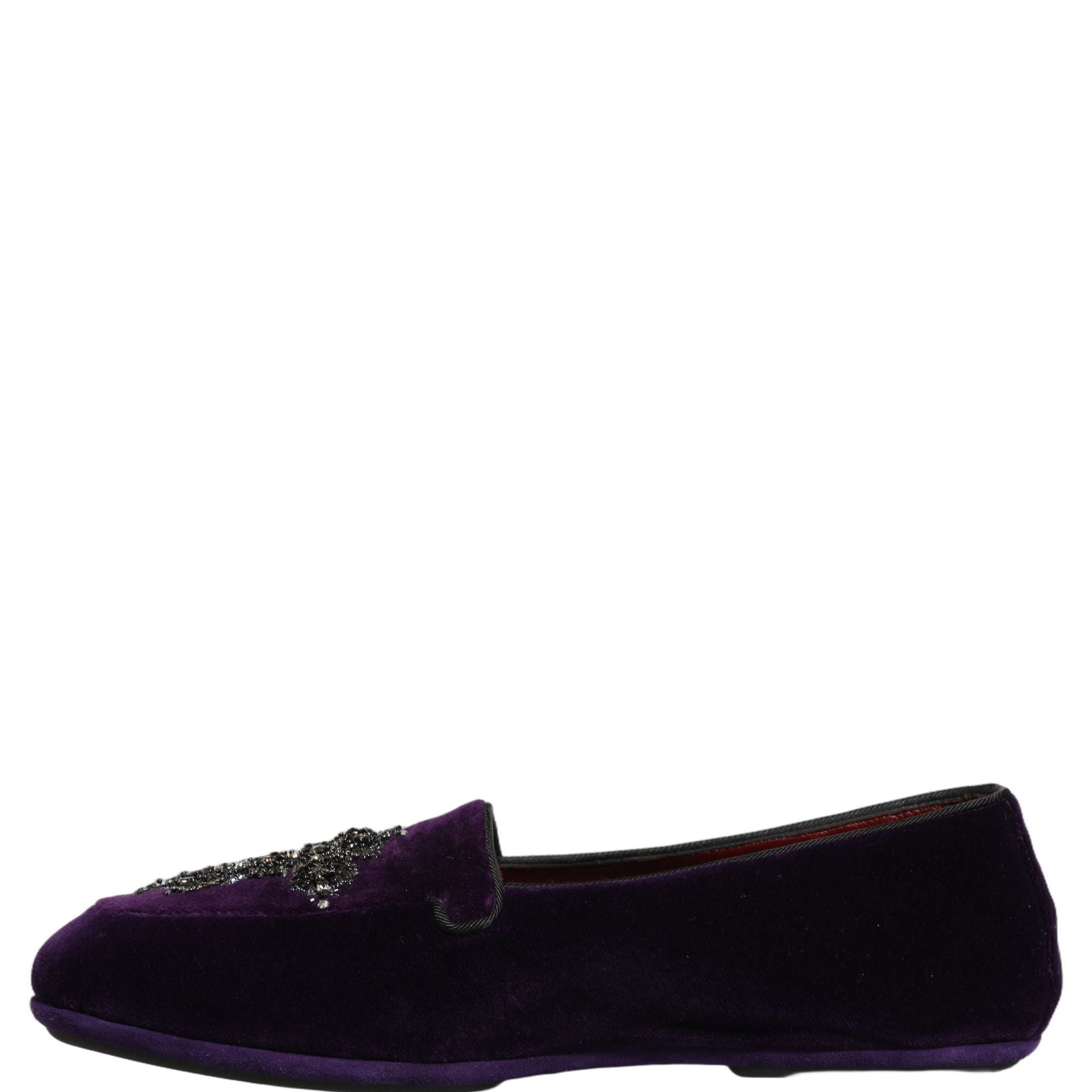 Dolce & Gabbana Violet Suede Embellished Dress Loafers Shoes