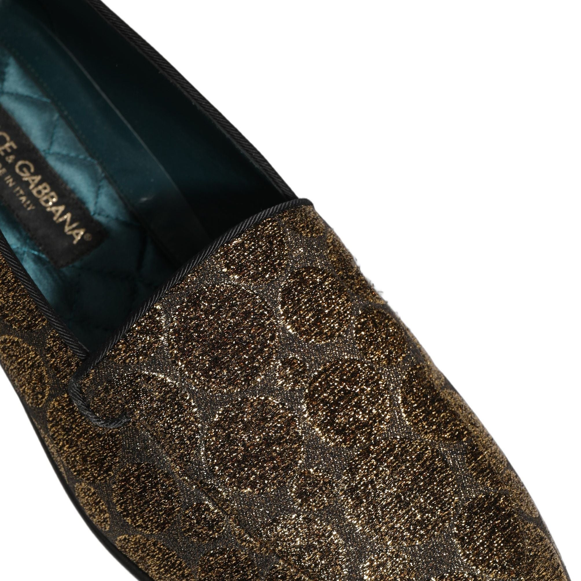 Dolce & Gabbana Gold Lurex Glitter Men Slip On Loafers Shoes