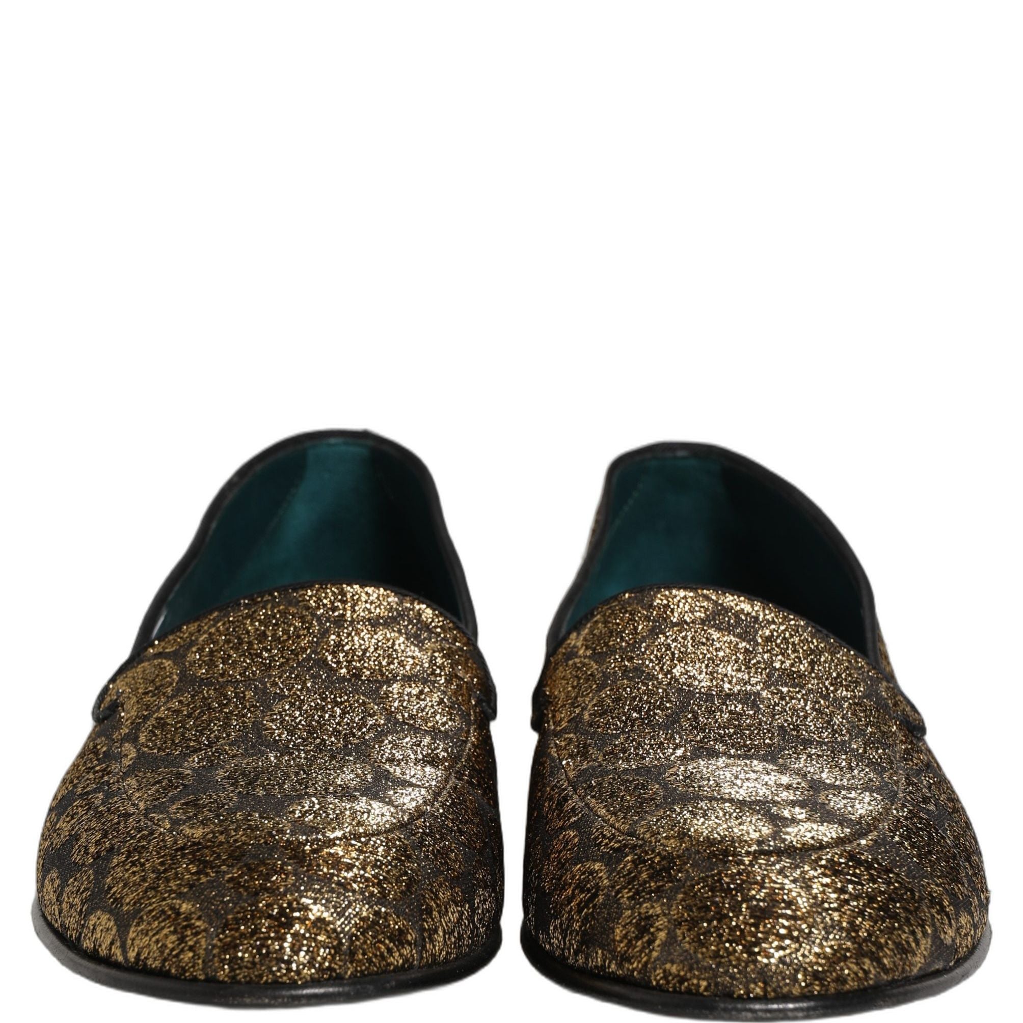 Dolce & Gabbana Gold Lurex Glitter Men Slip On Loafers Shoes