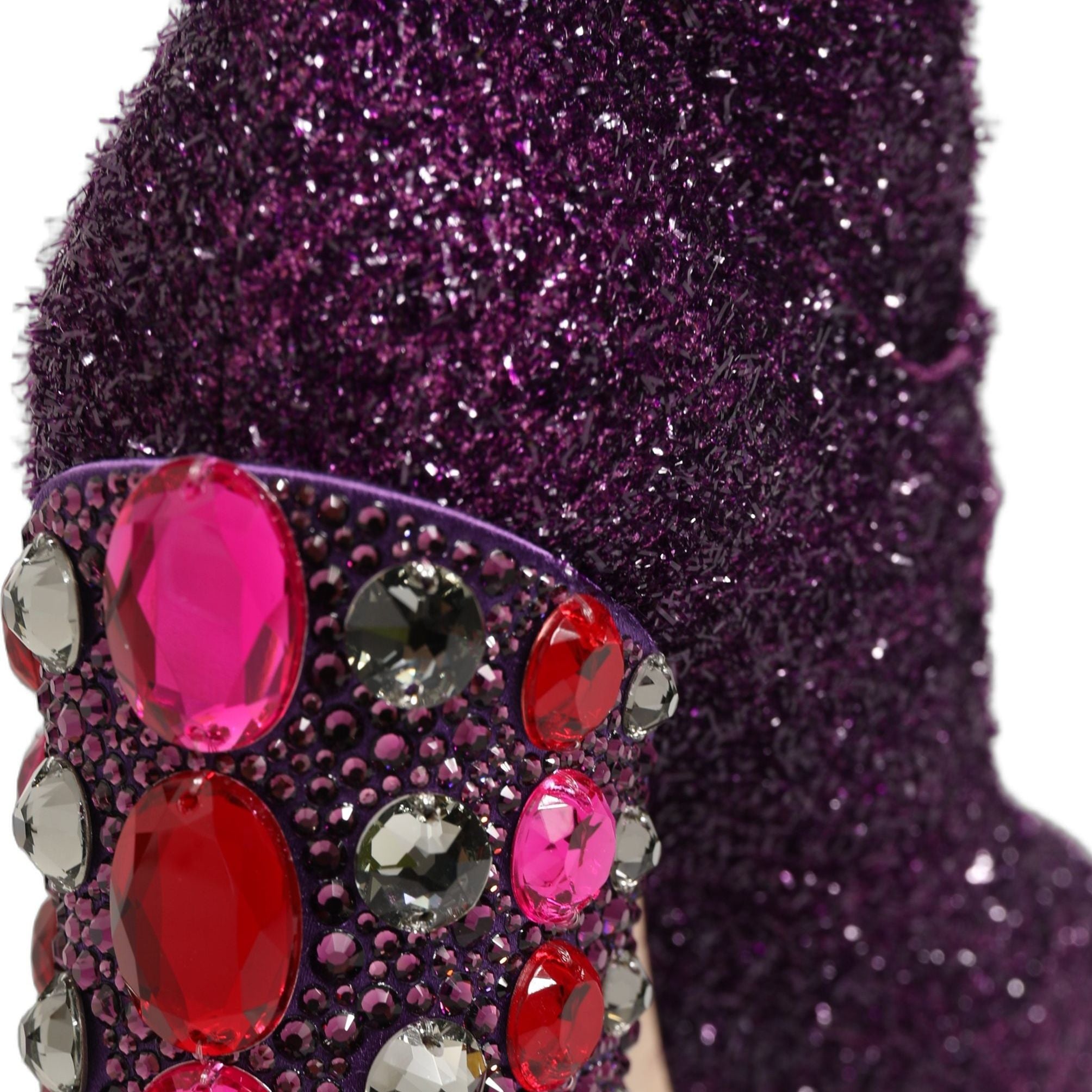 Dolce & Gabbana Purple Crystal Lurex Fantasy High Boots Shoes